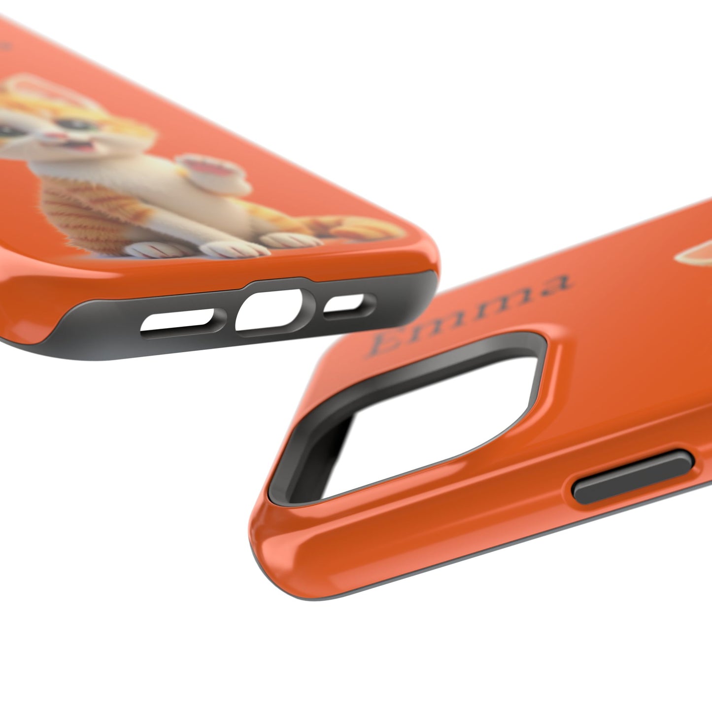 Personalized Orange Tabby Cat Phone Case - Custom Name Gift for Cat Lovers | Kawaii Kitten Cases for Girls & Women