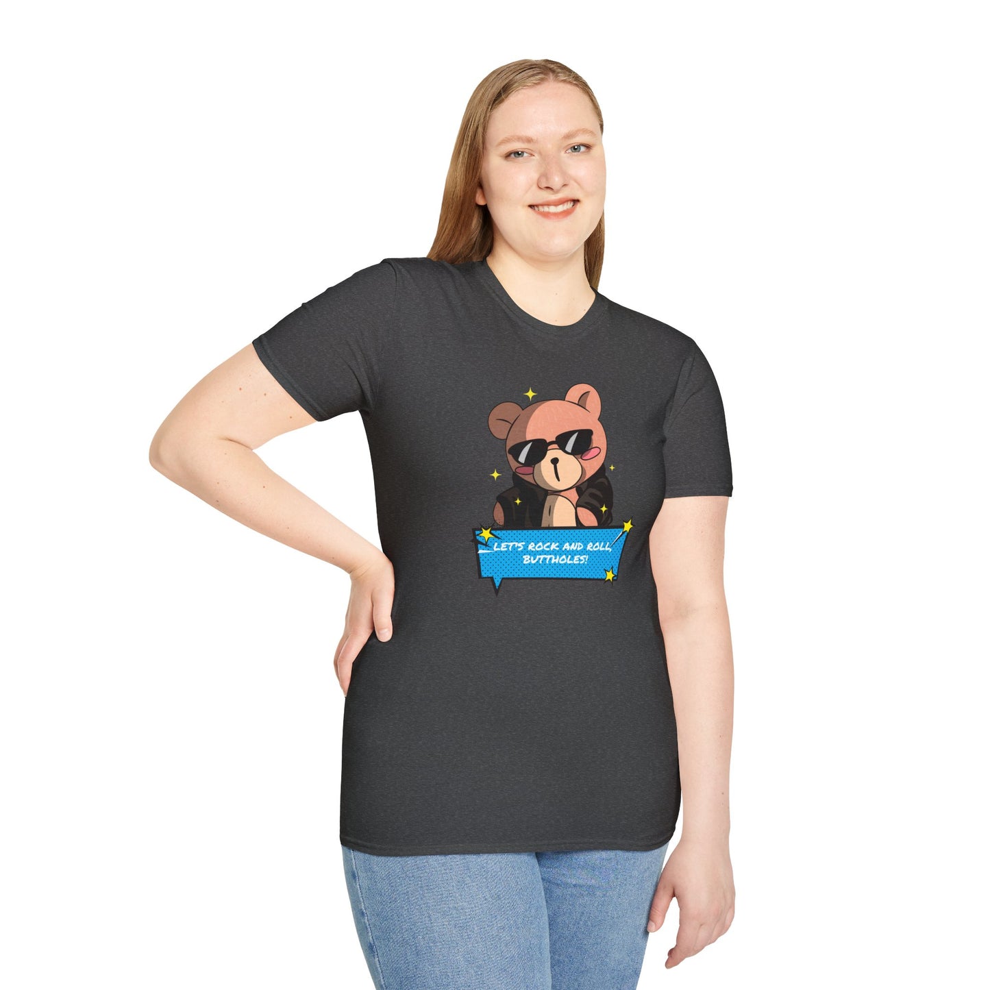 "Let’s Rock ‘n’ Roll, Buttholes!" Bold & Hilarious Graphic Tee – Sassy Body Positivity T-Shirt for the Unapologetically You