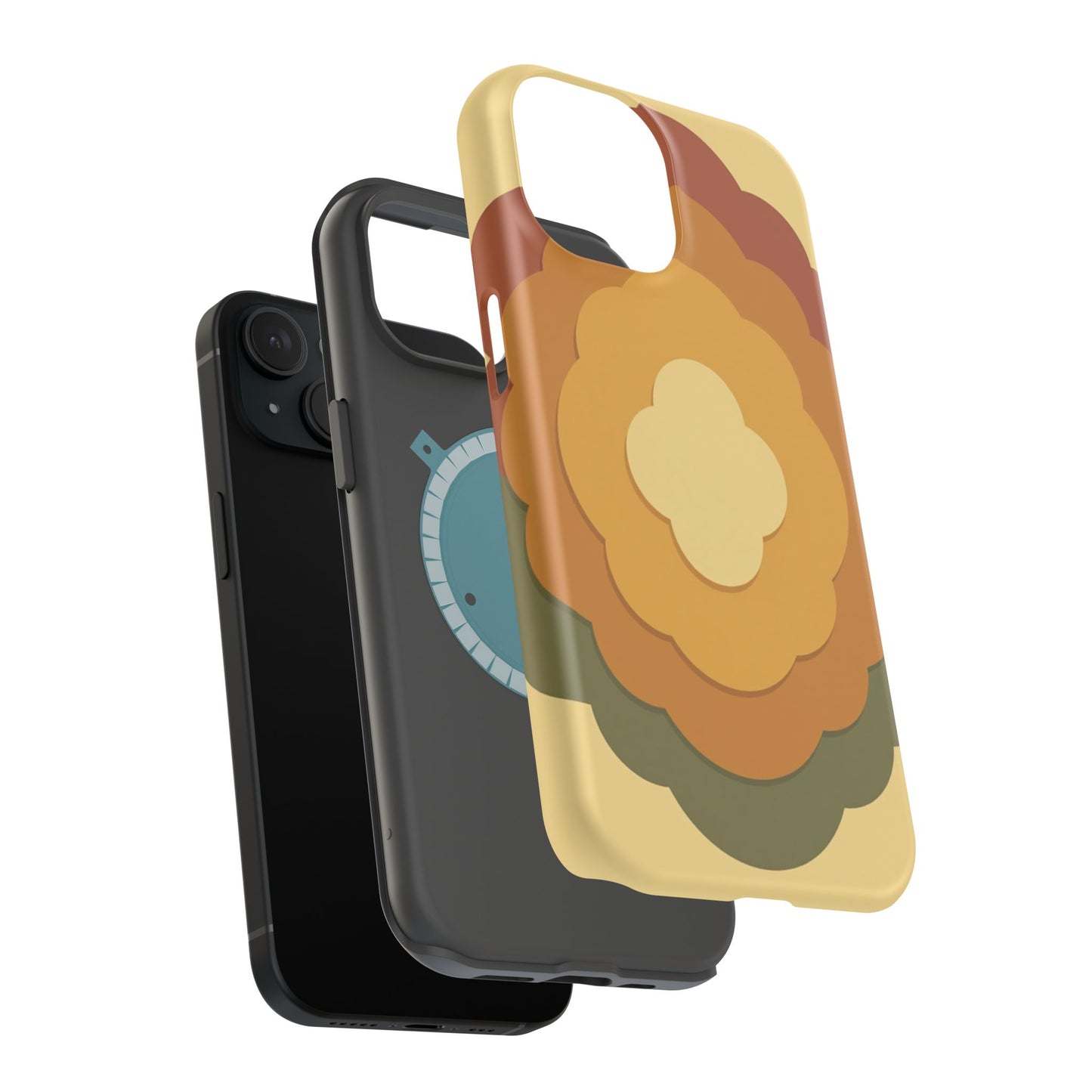 Retro Layered Bloom iPhone Case - 70s Flower Power Design, Vintage Aesthetic Gift Idea