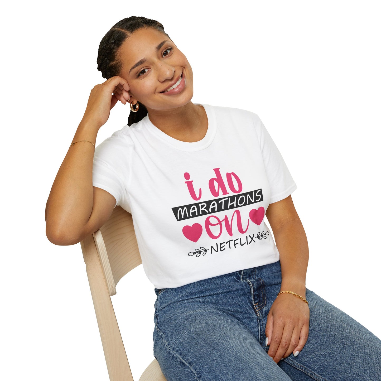 I Do Marathons on Netflix - Funny Couch Potato T-shirt for Binge Watchers