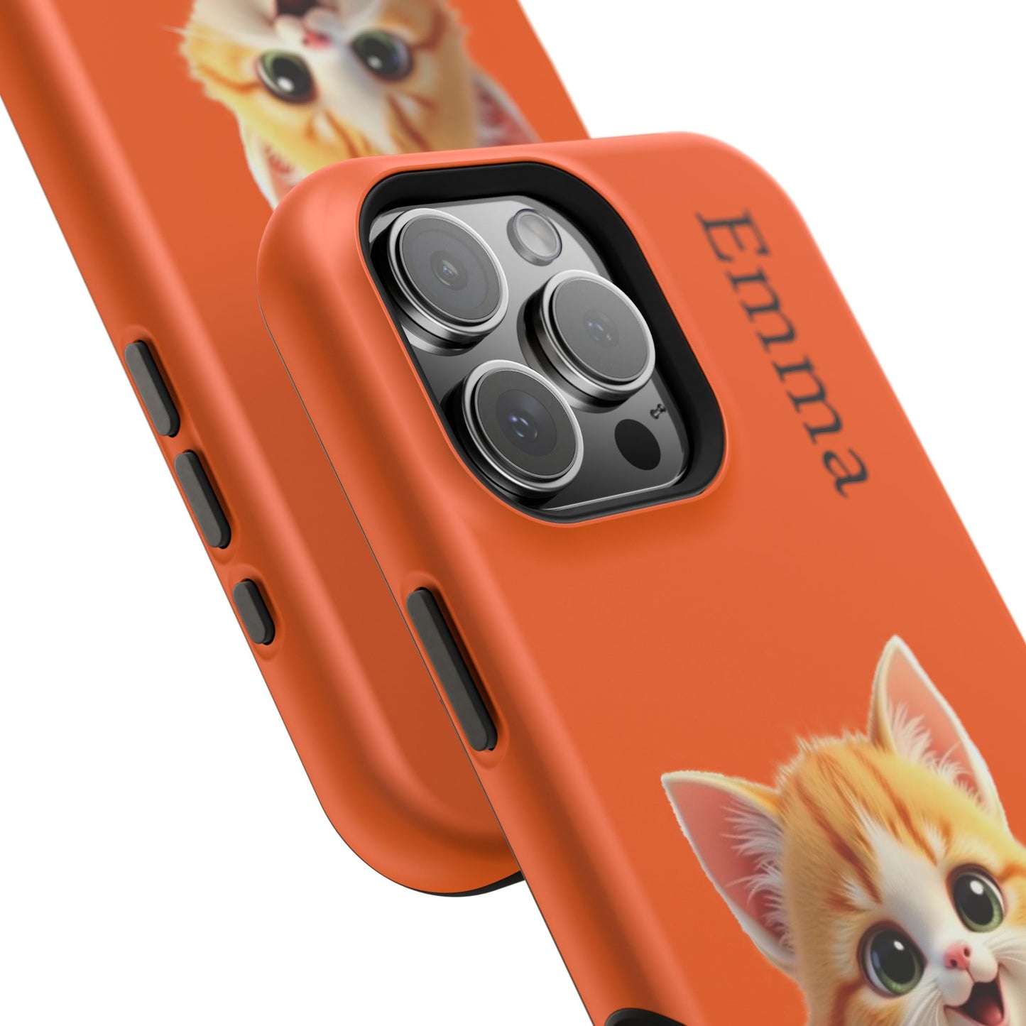 Personalized Orange Tabby Cat Phone Case - Custom Name Gift for Cat Lovers | Kawaii Kitten Cases for Girls & Women
