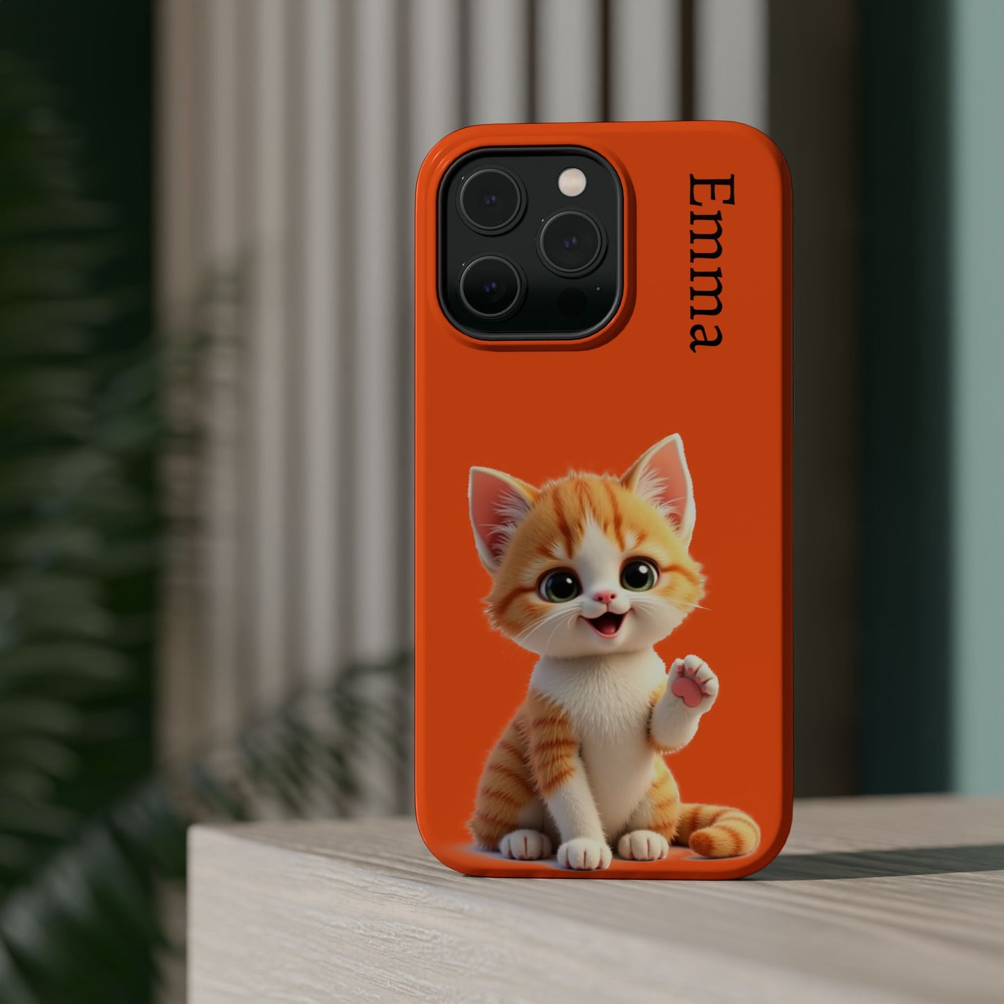 Personalized Orange Tabby Cat Phone Case - Custom Name Gift for Cat Lovers | Kawaii Kitten Cases for Girls & Women