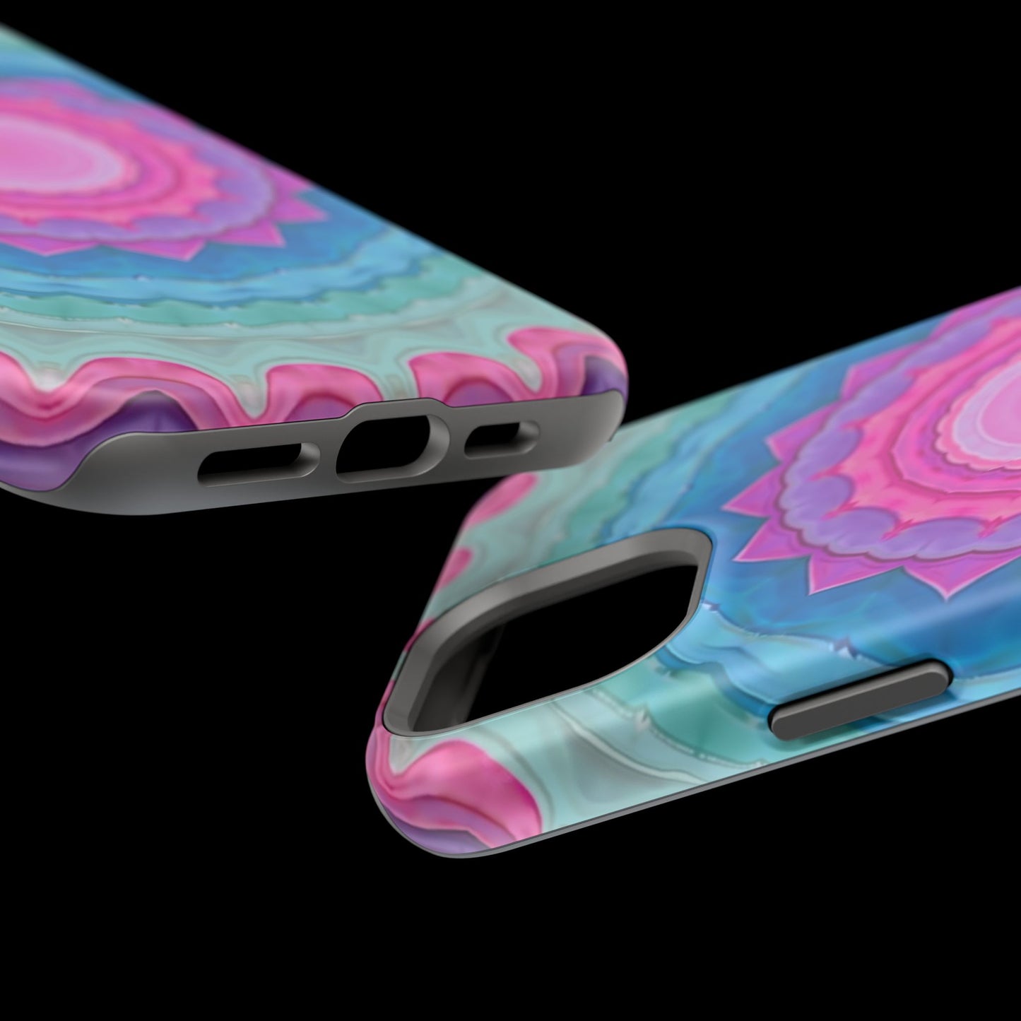 Rippled Radiance iPhone Case - Abstract Pink Floral Design, Aesthetic Gift Idea