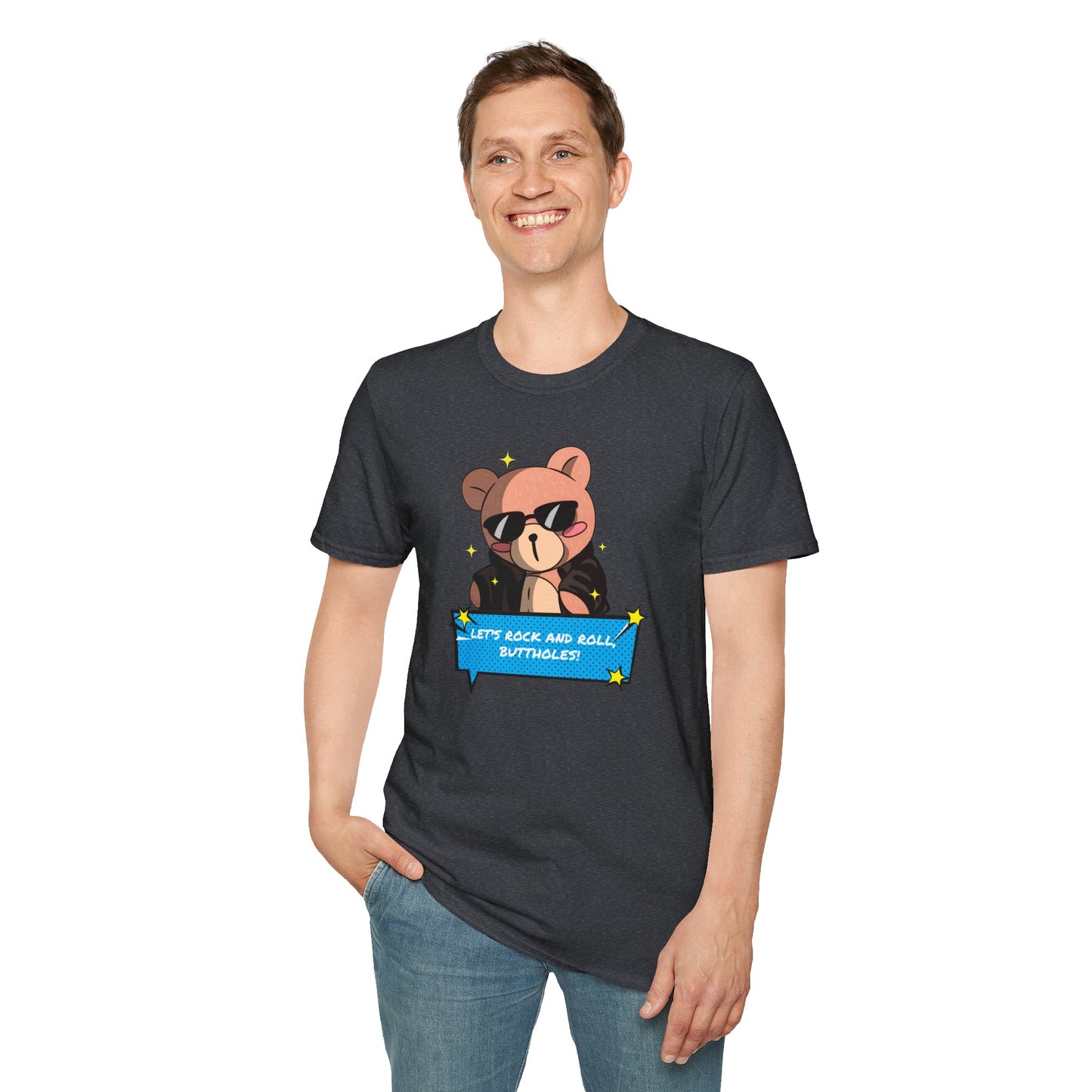 "Let’s Rock ‘n’ Roll, Buttholes!" Bold & Hilarious Graphic Tee – Sassy Body Positivity T-Shirt for the Unapologetically You