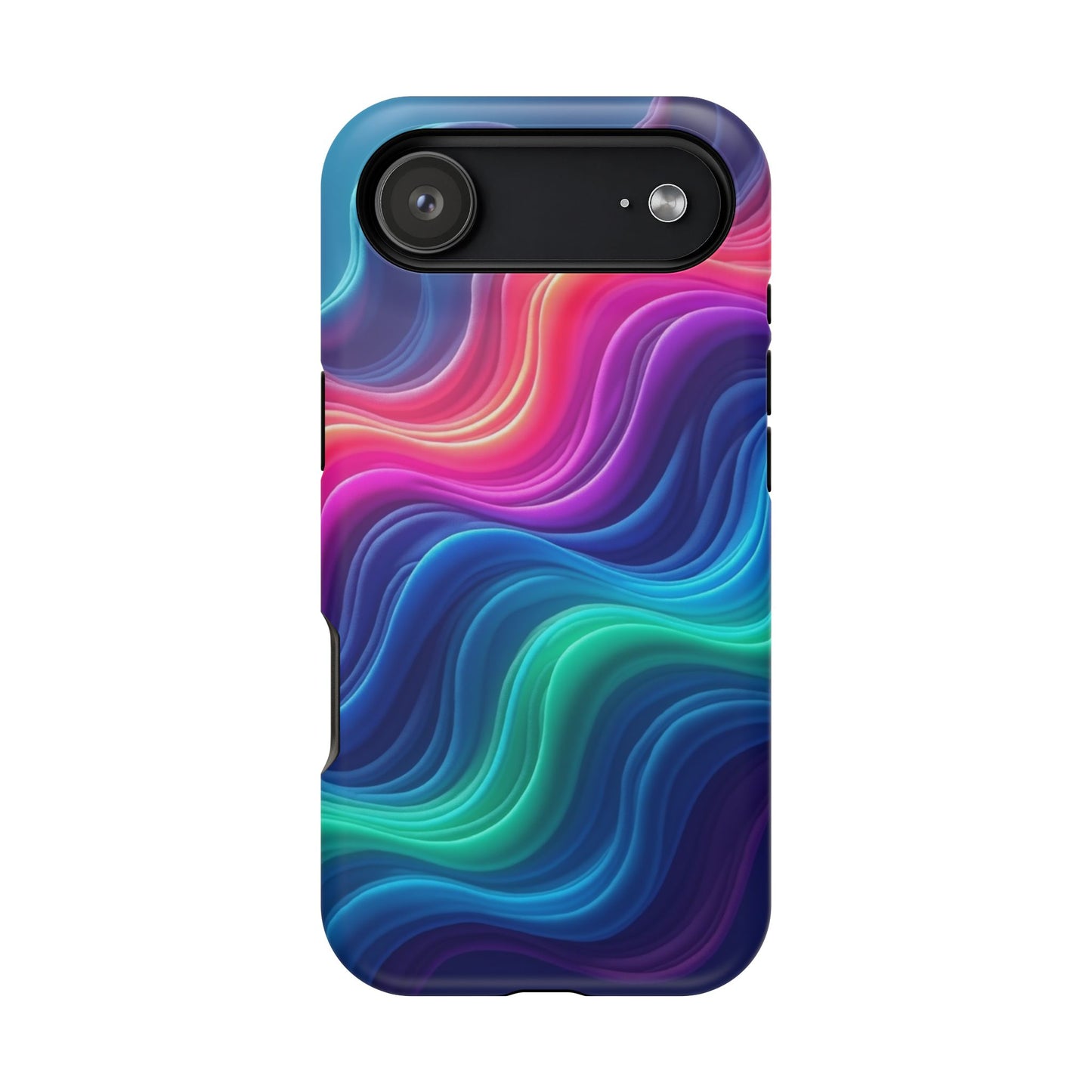 Neon Wave Phone Case - Aesthetic Glowing Design | iPhone 14-17 Cases | Trendy Gifts for Her, Rave Accessory