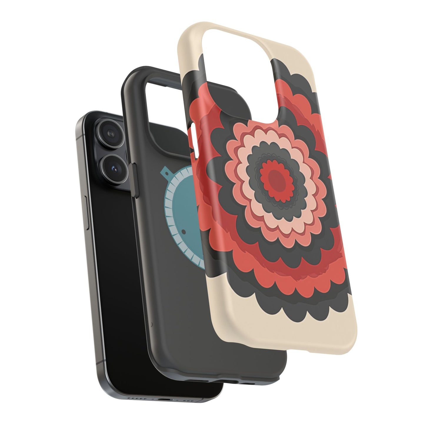 Layered Scallop Bloom iPhone Case - Retro Floral Design, Bold Aesthetic Gift Idea
