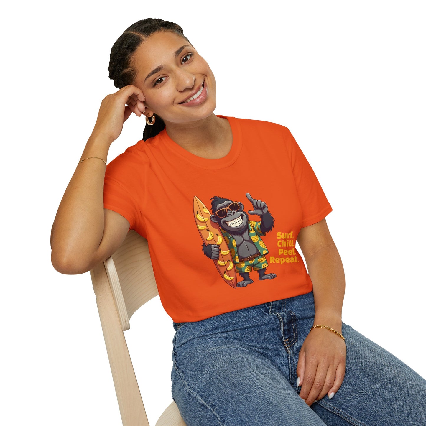 Surf. Chill. Peel. Repeat. β Funny Tropical Gorilla T-Shirt