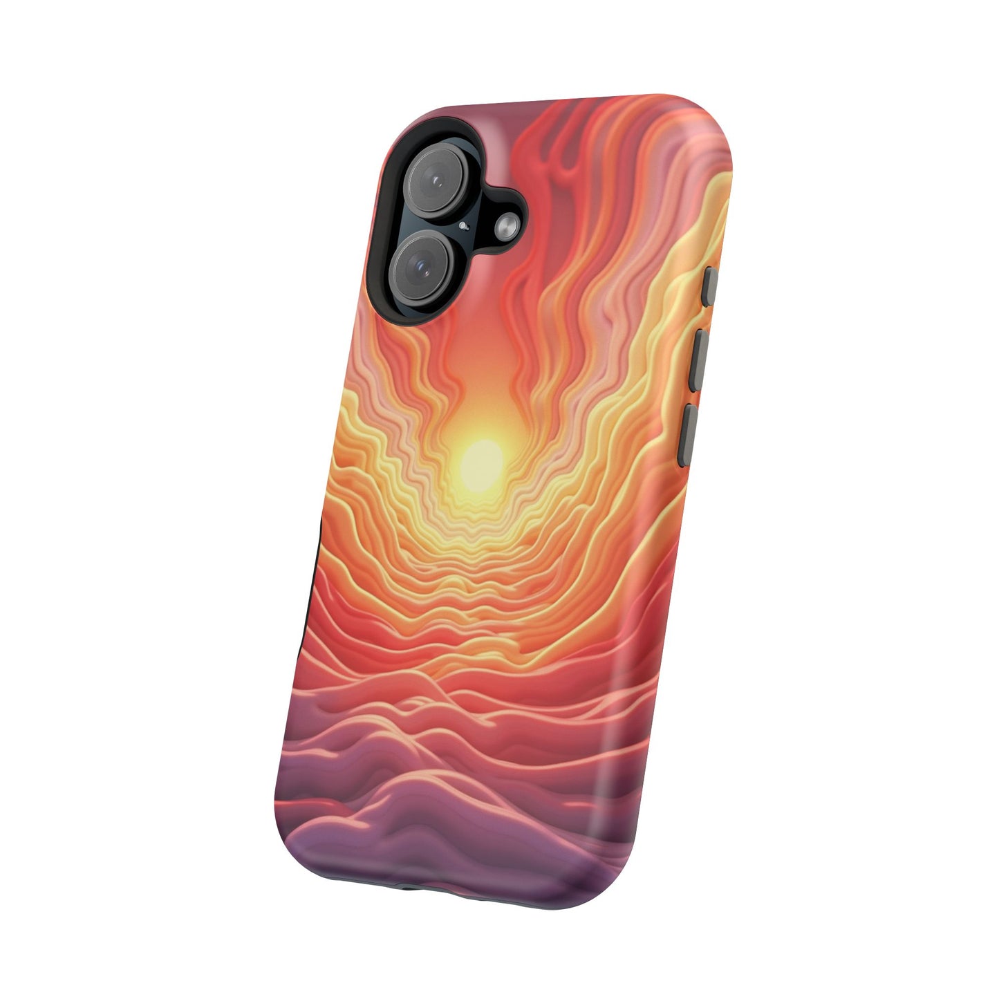 Golden Glow iPhone Case - Sunset Landscape Design, Aesthetic Gift Idea