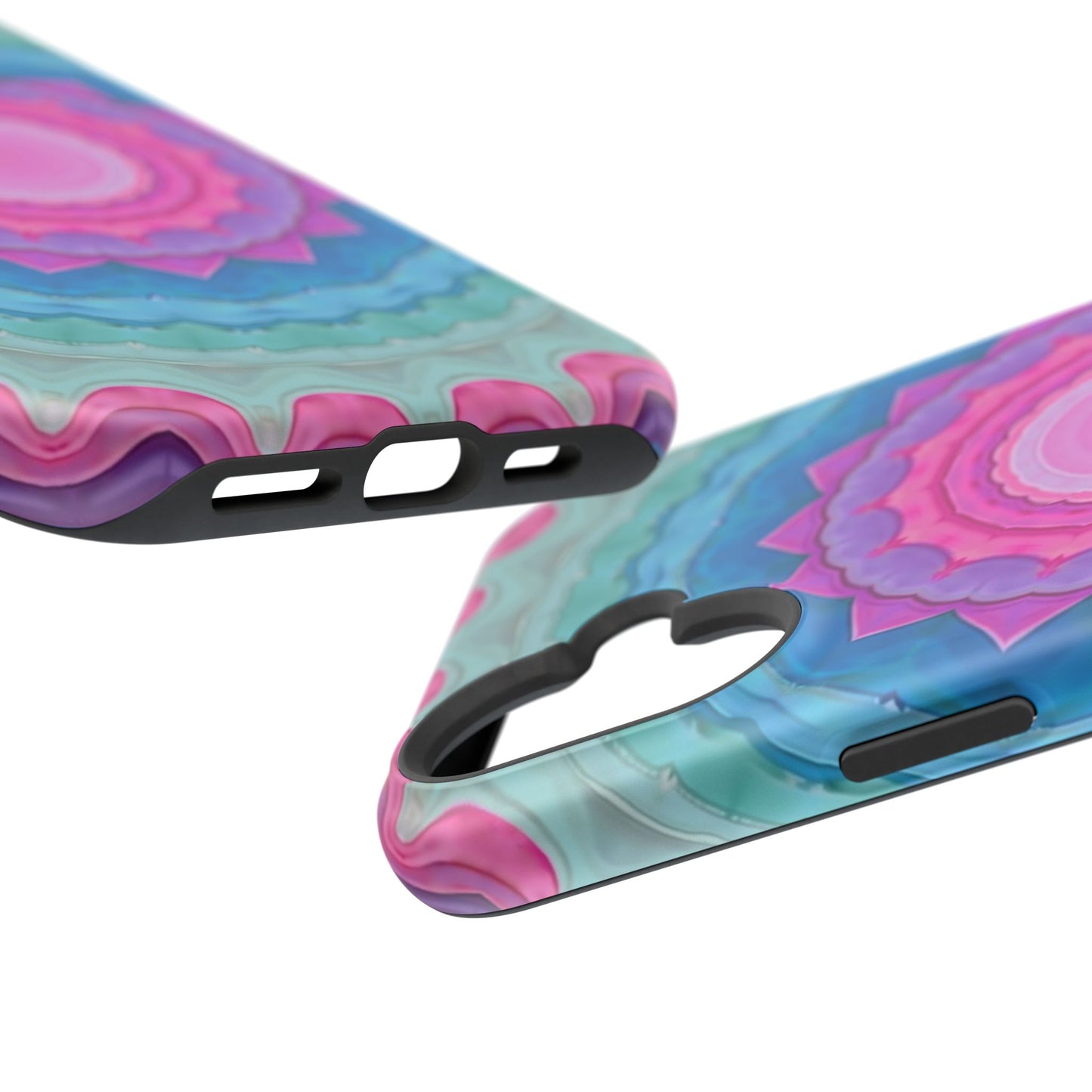 Rippled Radiance iPhone Case - Abstract Pink Floral Design, Aesthetic Gift Idea