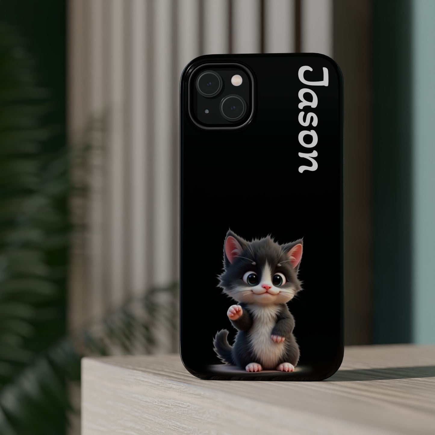 Personalized Kitten Phone Case - Custom Name Cat Lover Gift | Cute Black iPhone Cases for Women & Girls
