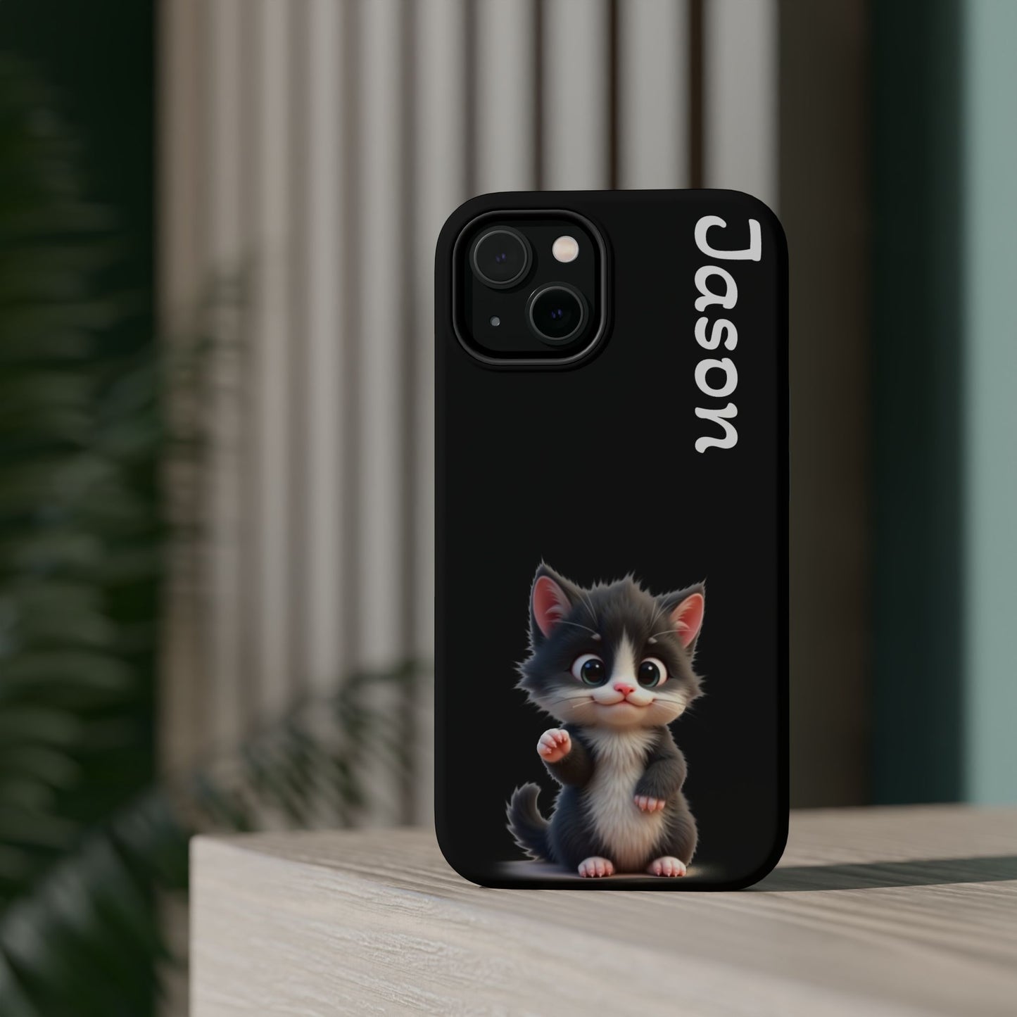 Personalized Kitten Phone Case - Custom Name Cat Lover Gift | Cute Black iPhone Cases for Women & Girls