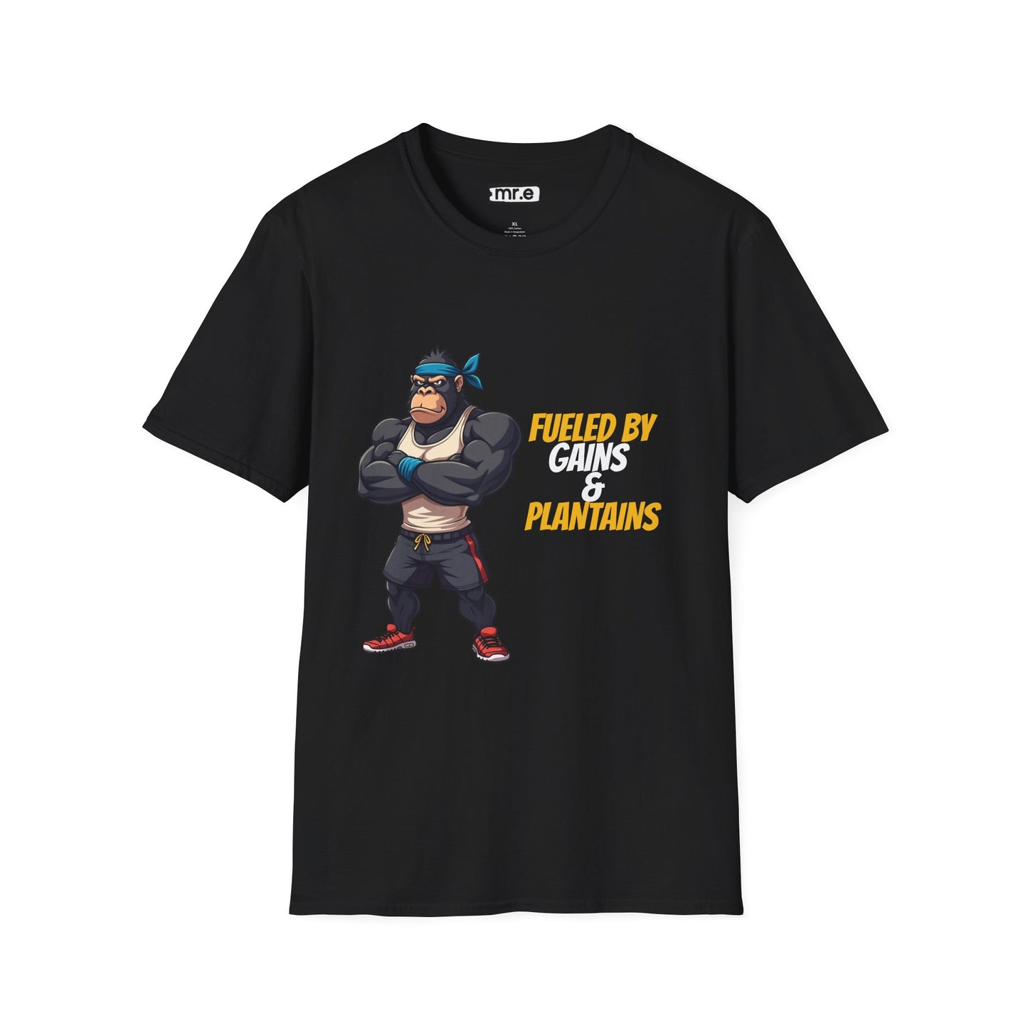 Fueled by Gains & Plantains β Funny Gym Gorilla T-Shirt