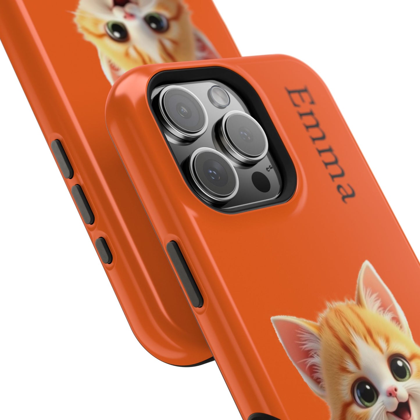 Personalized Orange Tabby Cat Phone Case - Custom Name Gift for Cat Lovers | Kawaii Kitten Cases for Girls & Women