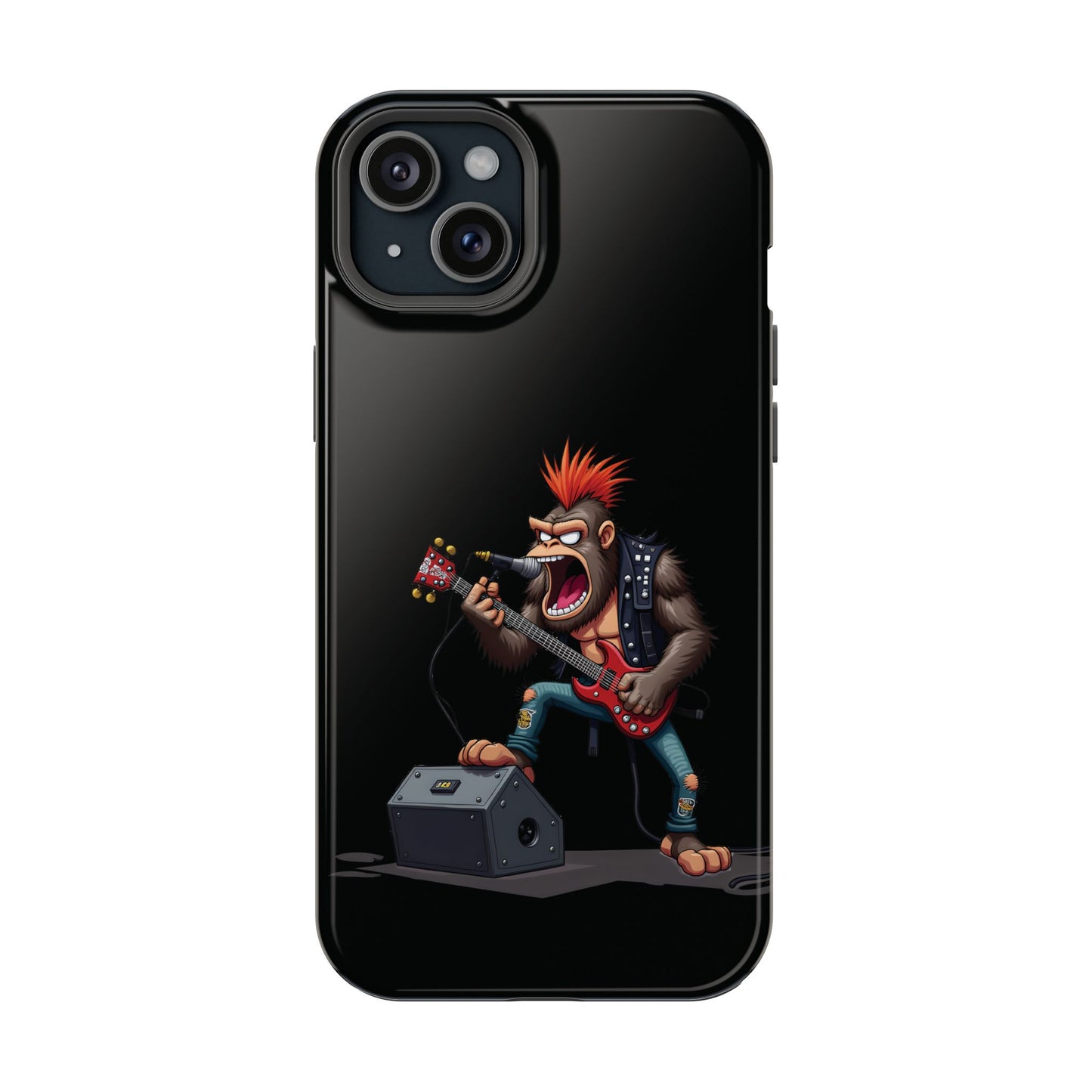 Punk Rock Gorilla iPhone Case - Funny Music Gift, Edgy Aesthetic, Animal Lover Gift