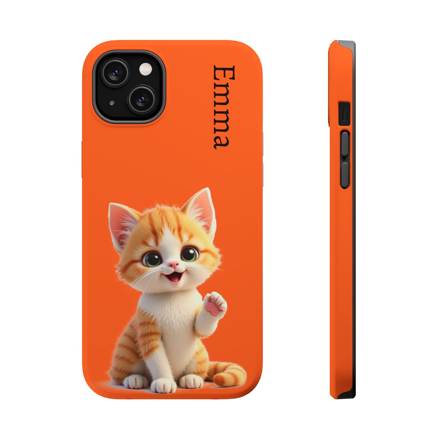 Personalized Orange Tabby Cat Phone Case - Custom Name Gift for Cat Lovers | Kawaii Kitten Cases for Girls & Women