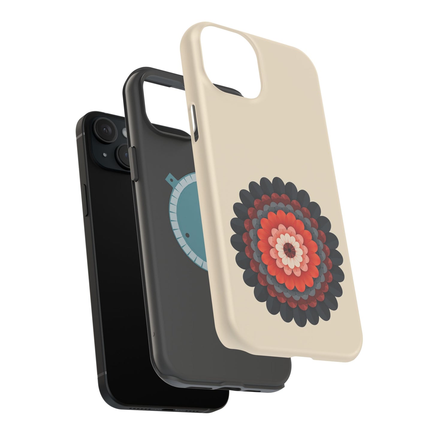 Red & Black Mandala iPhone Case - Bohemian Flower Design, Aesthetic Gift Idea