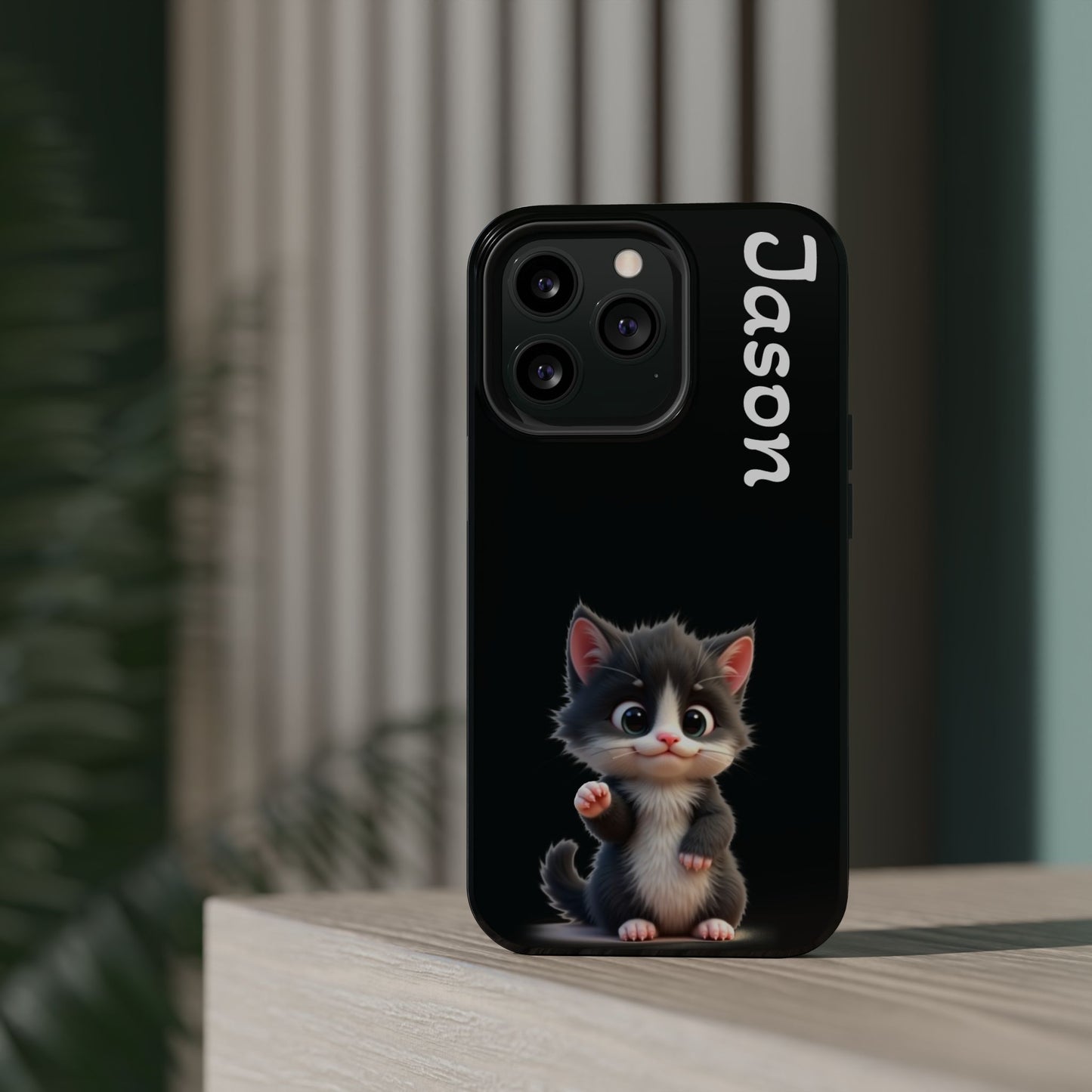 Personalized Kitten Phone Case - Custom Name Cat Lover Gift | Cute Black iPhone Cases for Women & Girls