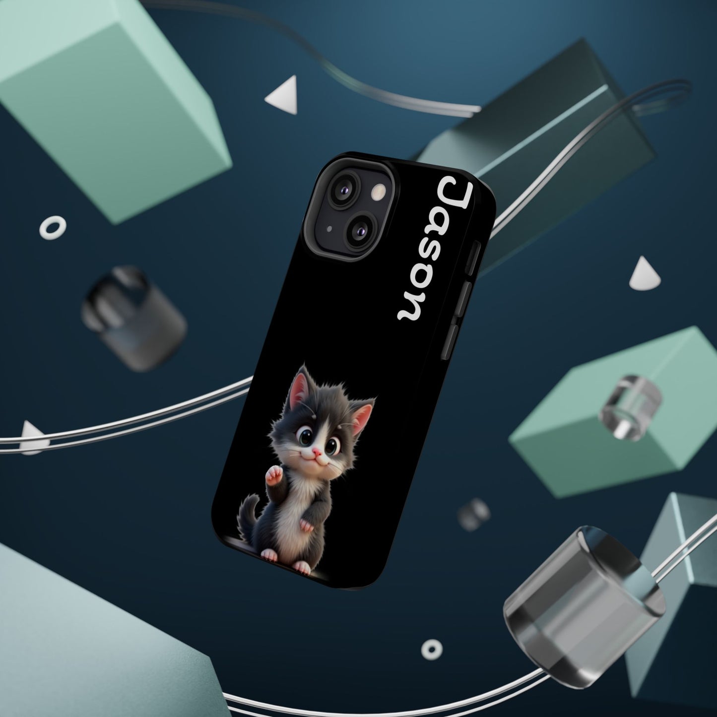 Personalized Kitten Phone Case - Custom Name Cat Lover Gift | Cute Black iPhone Cases for Women & Girls