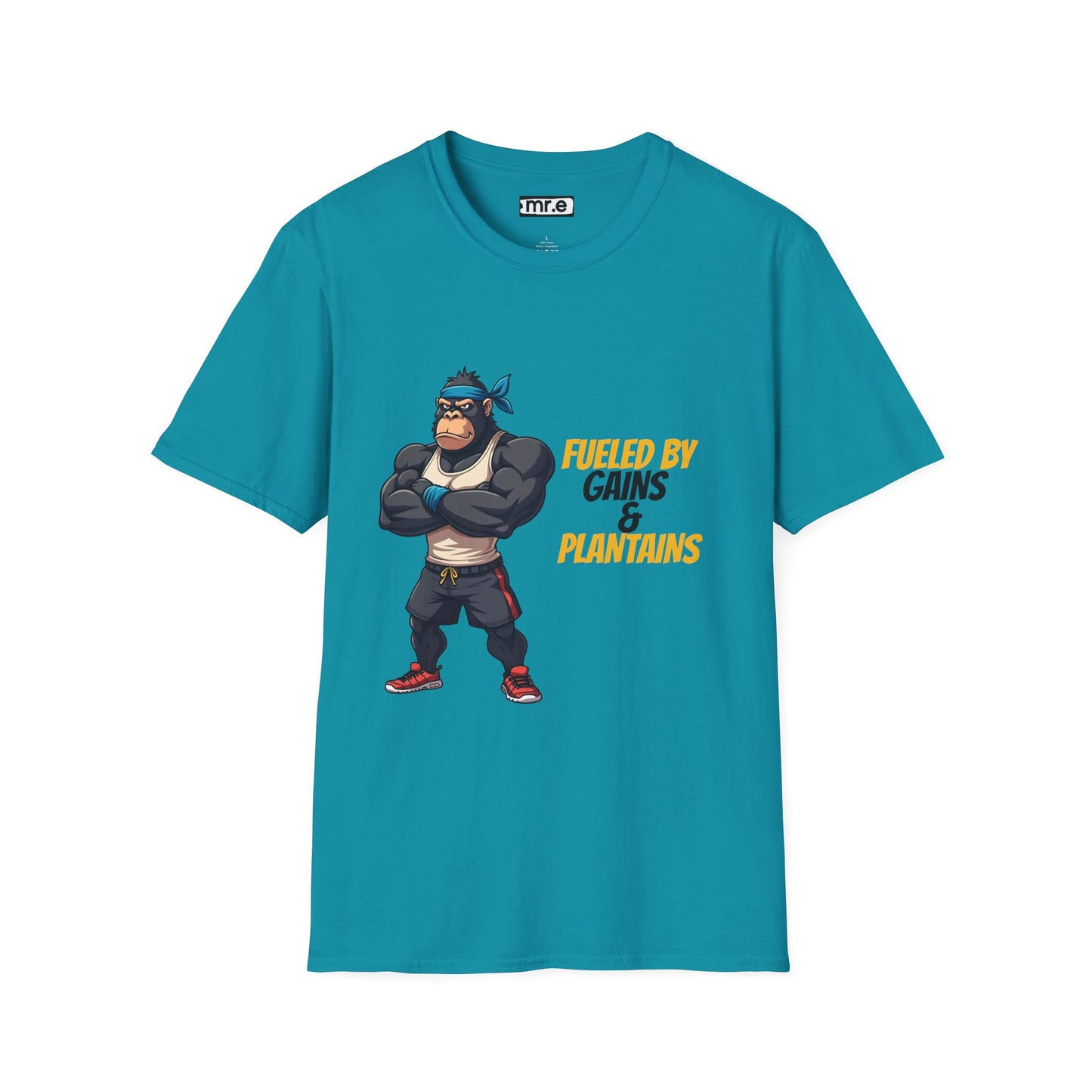 Fueled by Gains & Plantains β Funny Gym Gorilla T-Shirt