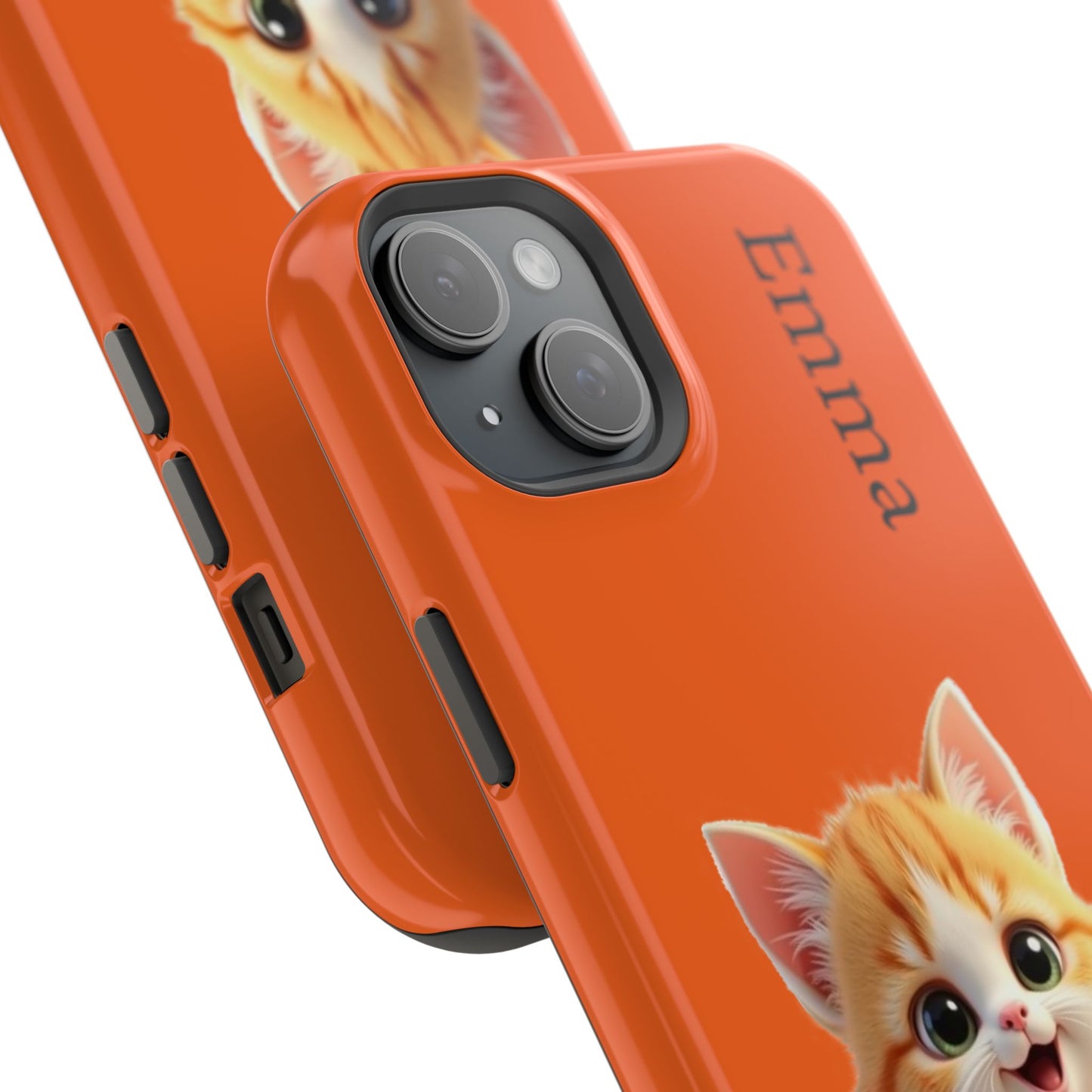 Personalized Orange Tabby Cat Phone Case - Custom Name Gift for Cat Lovers | Kawaii Kitten Cases for Girls & Women