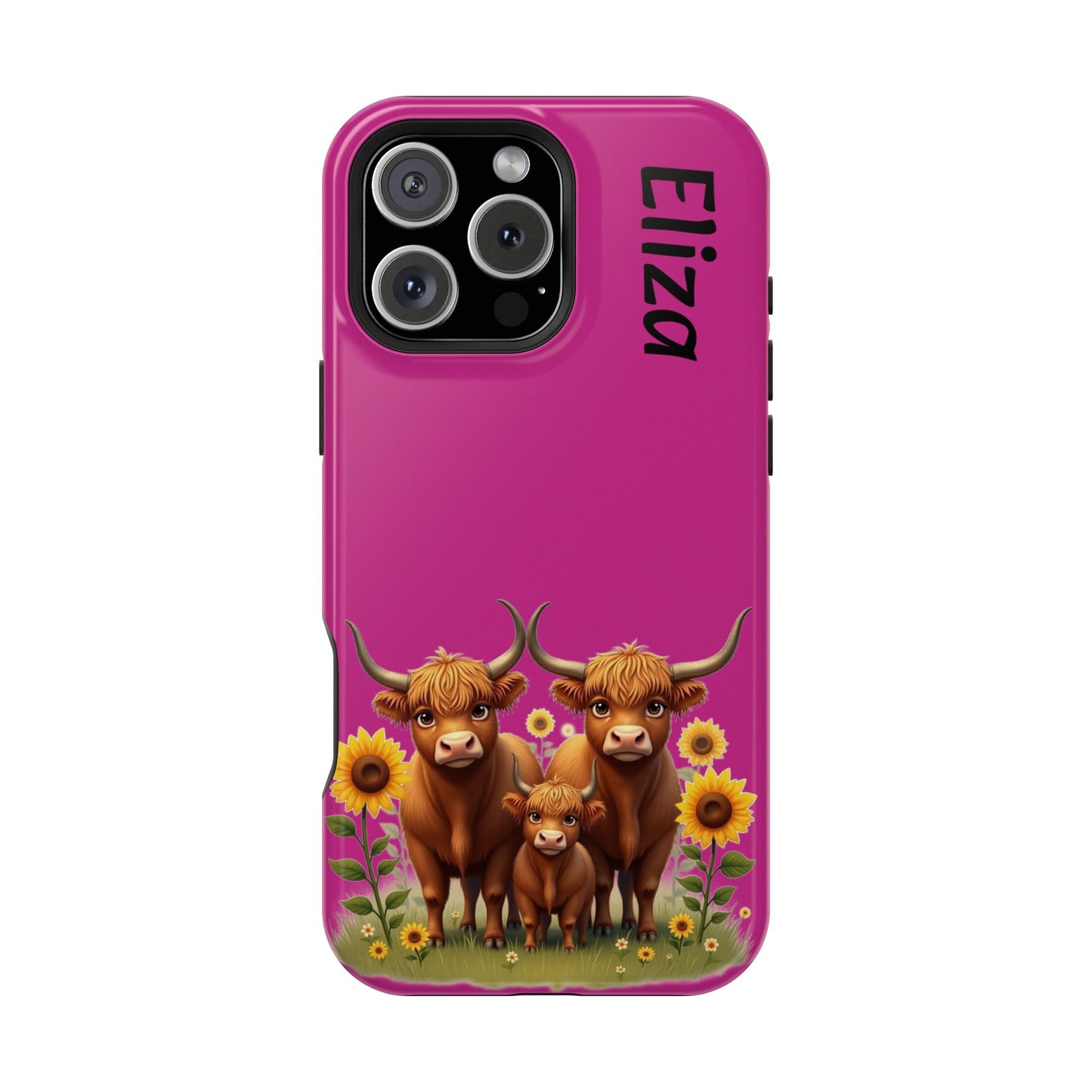 Highland Cow Phone Case - Personalized Custom Name | Cute Farm Animal Gift | iPhone Cases for Women & Girls