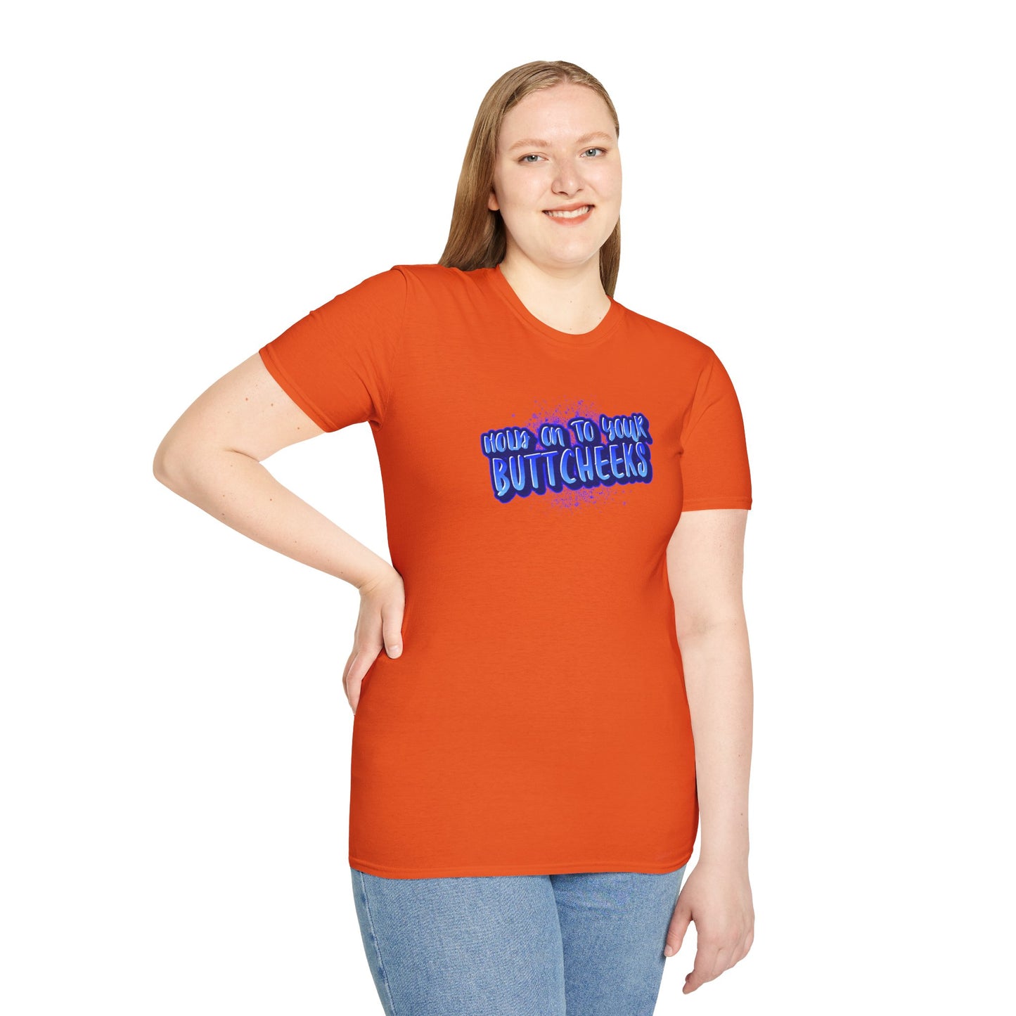 'Hold On To Your Buttcheeks' - Humorous Unisex Lightweight Cotton T-Shirt