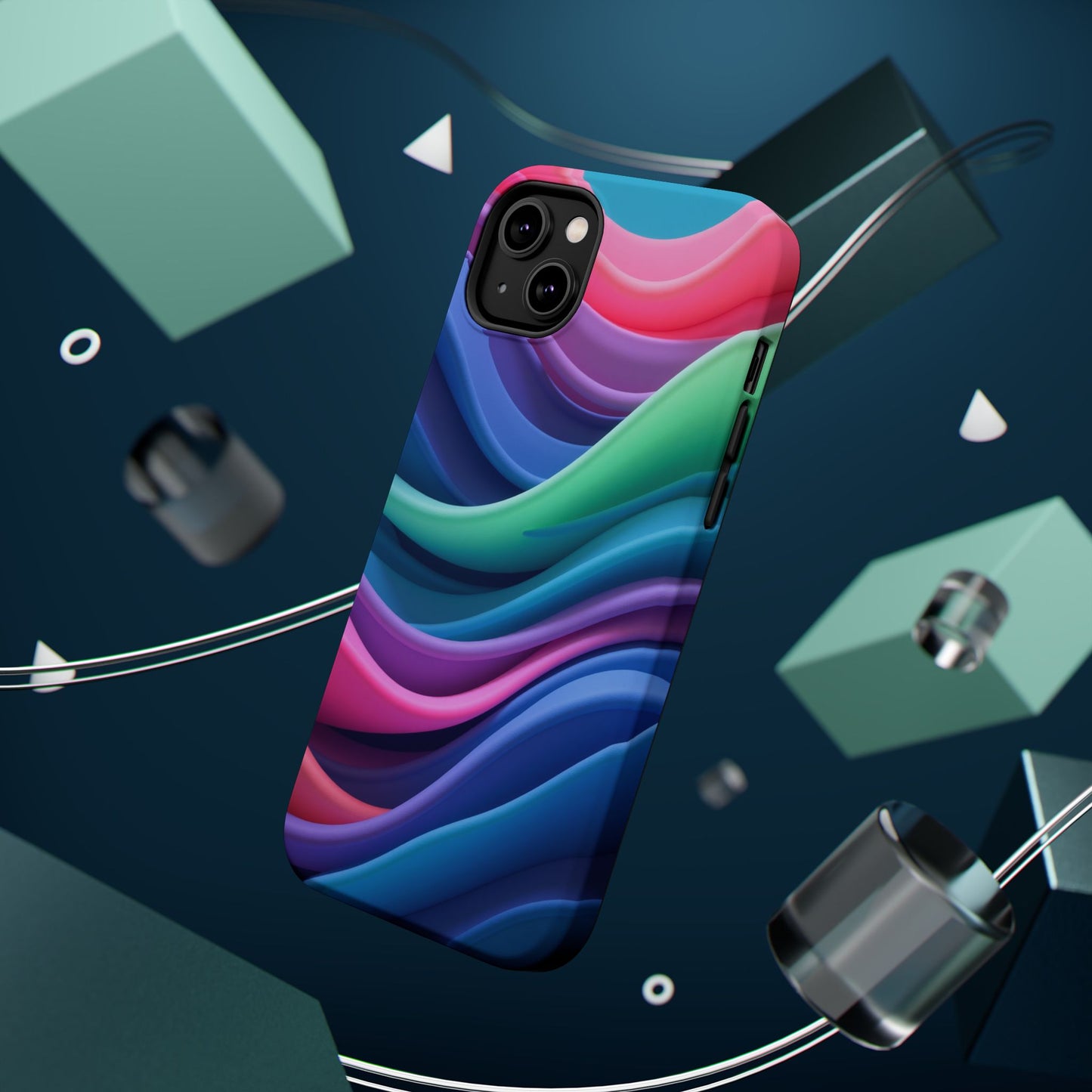 Oceanic Serenity iPhone Case - Abstract Wave Design, Calming Aesthetic Gift Idea