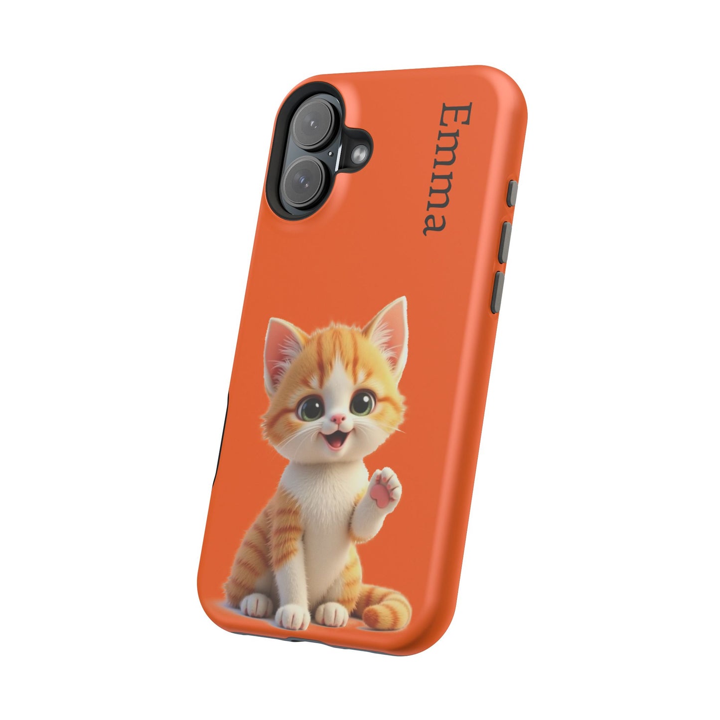 Personalized Orange Tabby Cat Phone Case - Custom Name Gift for Cat Lovers | Kawaii Kitten Cases for Girls & Women
