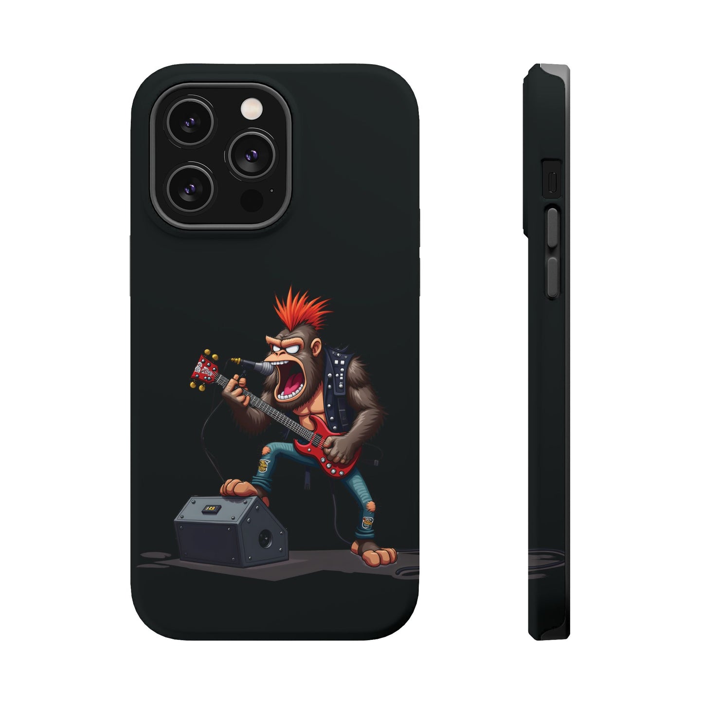 Punk Rock Gorilla iPhone Case - Funny Music Gift, Edgy Aesthetic, Animal Lover Gift