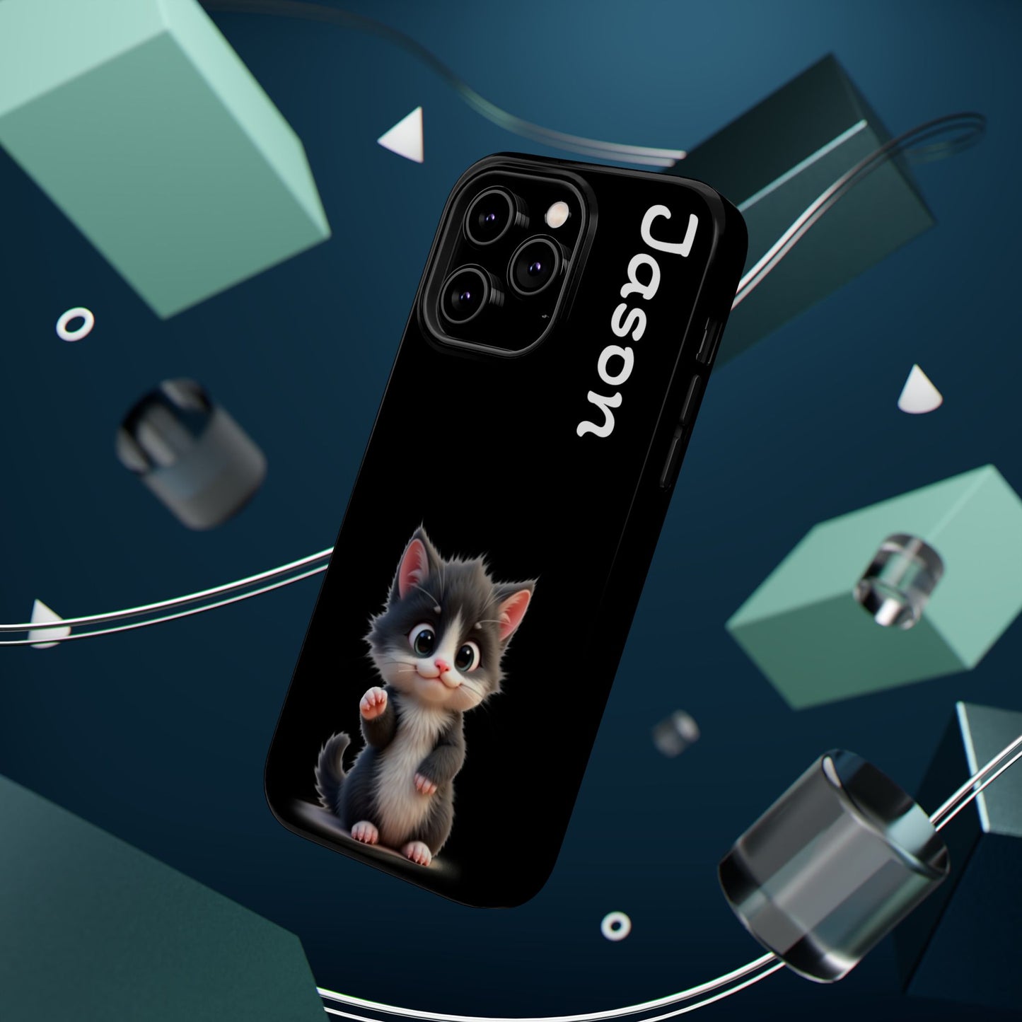 Personalized Kitten Phone Case - Custom Name Cat Lover Gift | Cute Black iPhone Cases for Women & Girls