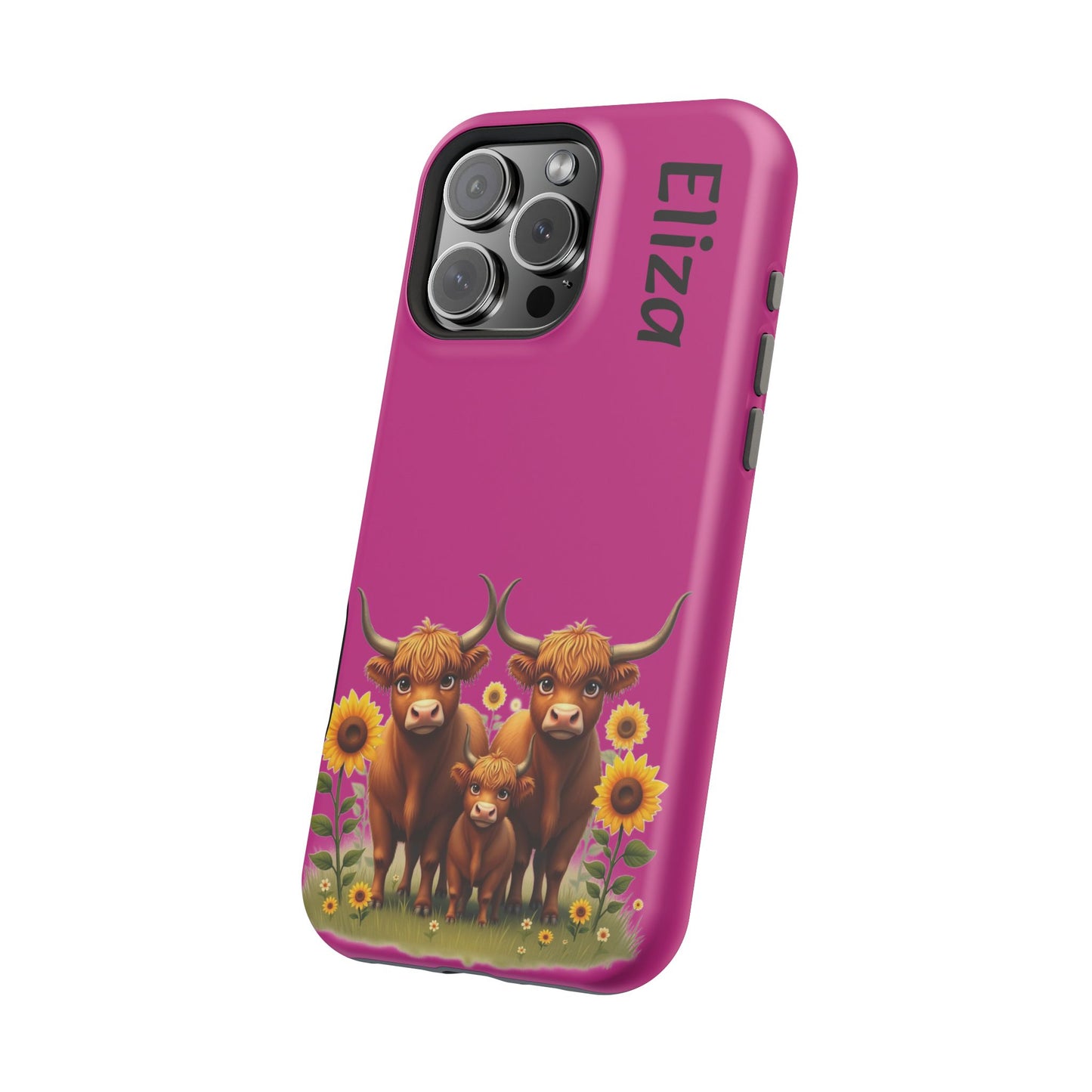 Highland Cow Phone Case - Personalized Custom Name | Cute Farm Animal Gift | iPhone Cases for Women & Girls