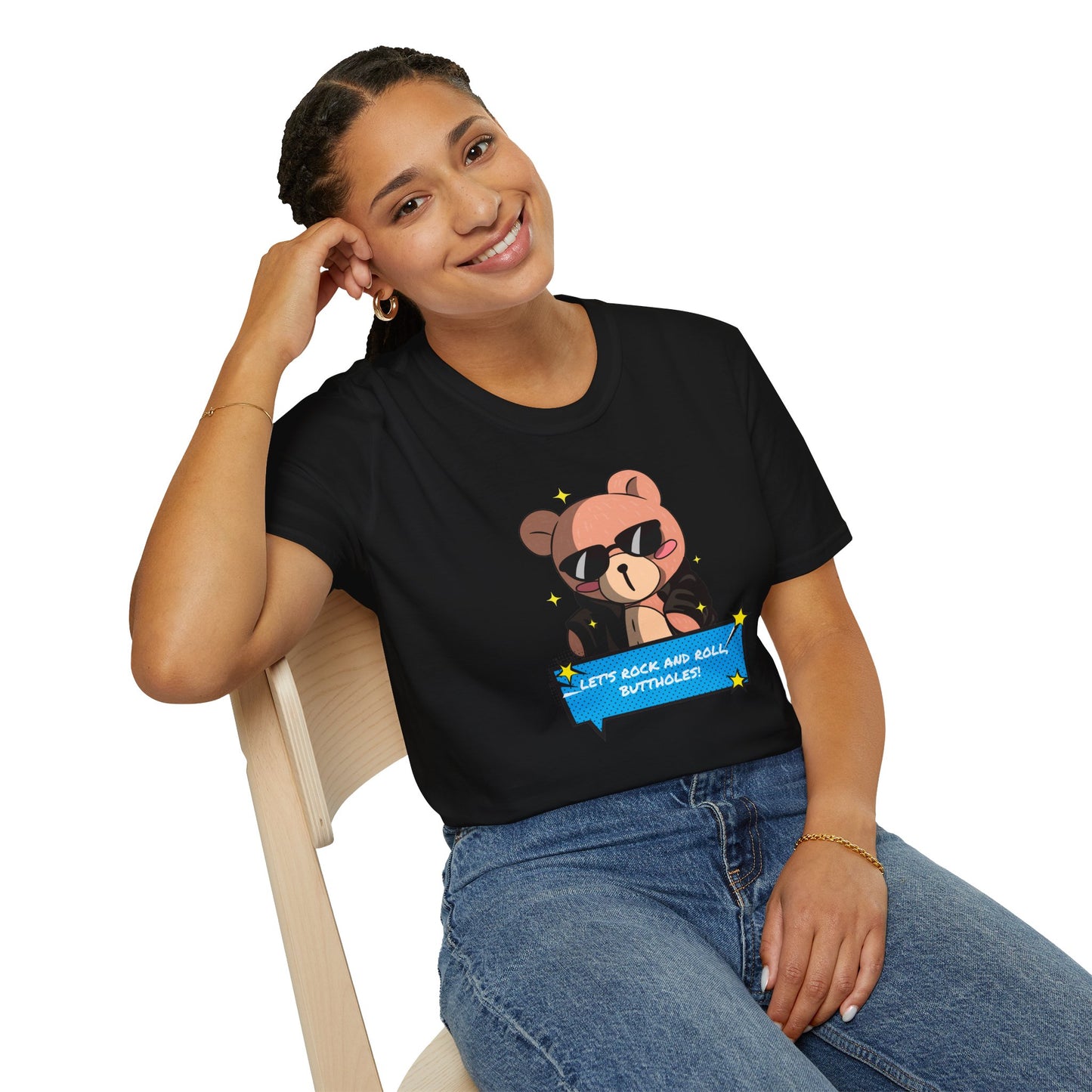 "Let’s Rock ‘n’ Roll, Buttholes!" Bold & Hilarious Graphic Tee – Sassy Body Positivity T-Shirt for the Unapologetically You