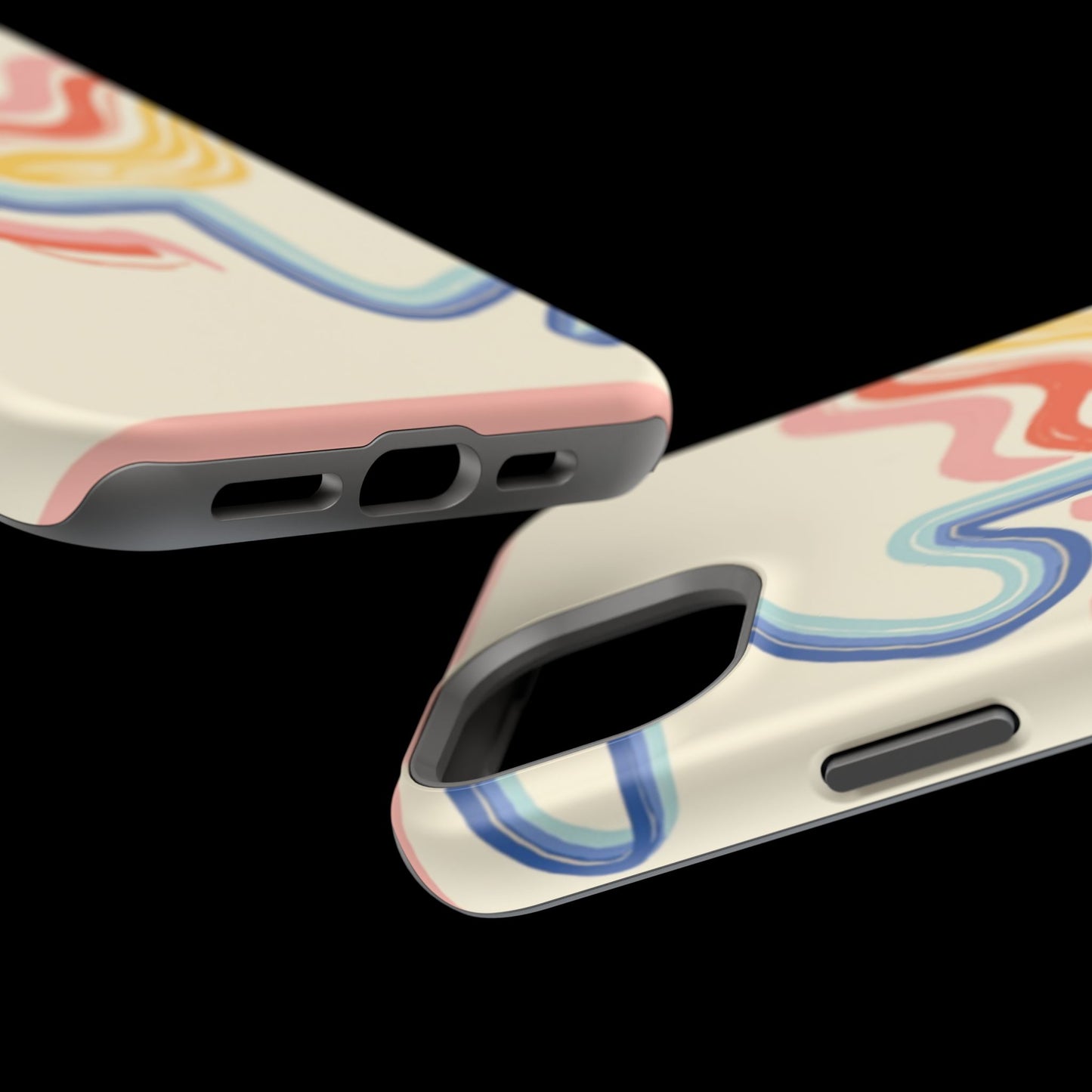 Retro Wave iPhone Case - Aesthetic Streamline Design, Trendy Gift Idea