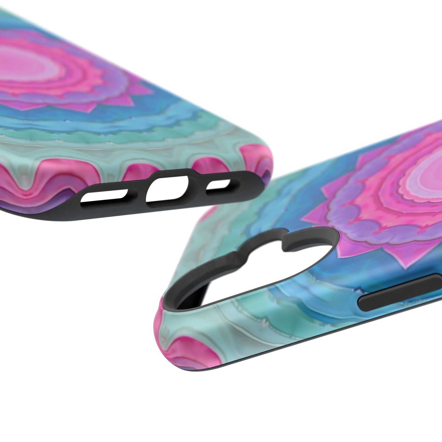 Rippled Radiance iPhone Case - Abstract Pink Floral Design, Aesthetic Gift Idea