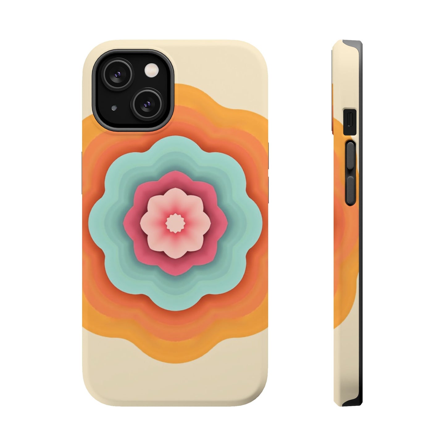 Retro Flower Phone Case - 70s Aesthetic iPhone Case, Vintage Gift Idea, Layered Floral Design