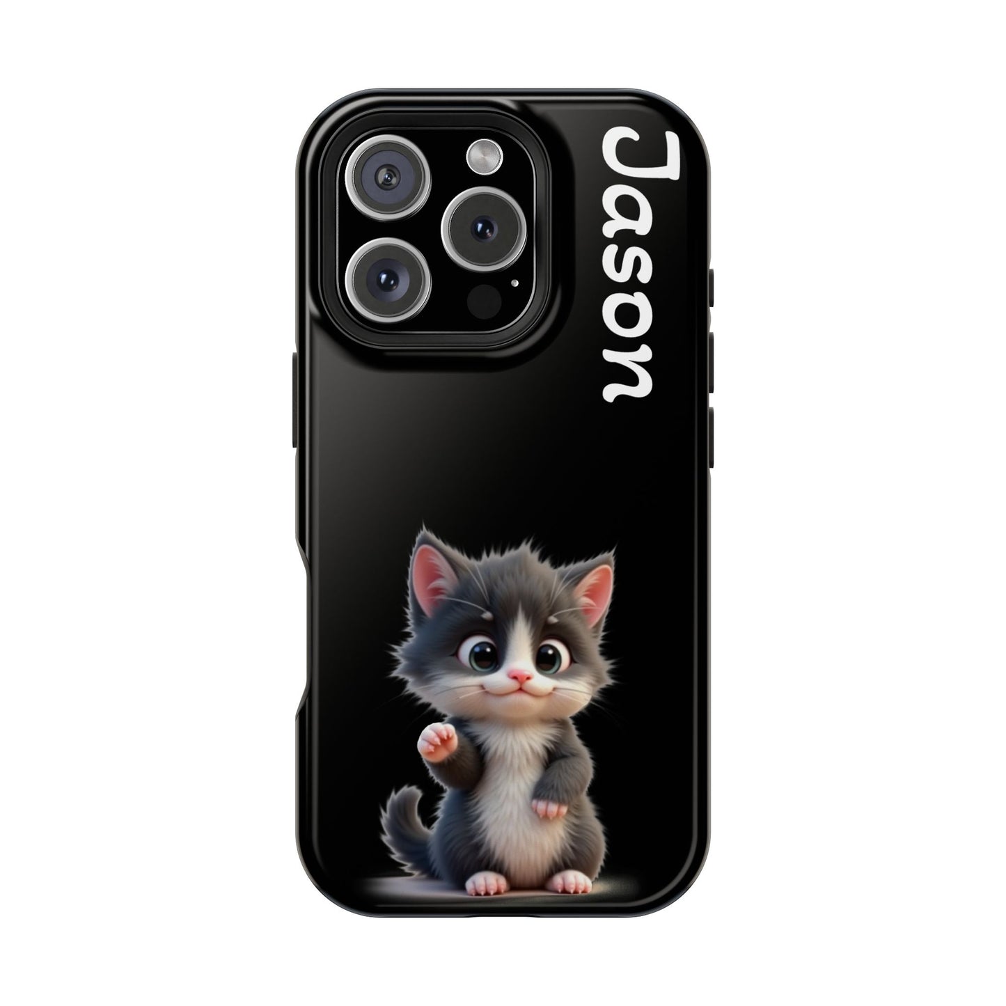 Personalized Kitten Phone Case - Custom Name Cat Lover Gift | Cute Black iPhone Cases for Women & Girls