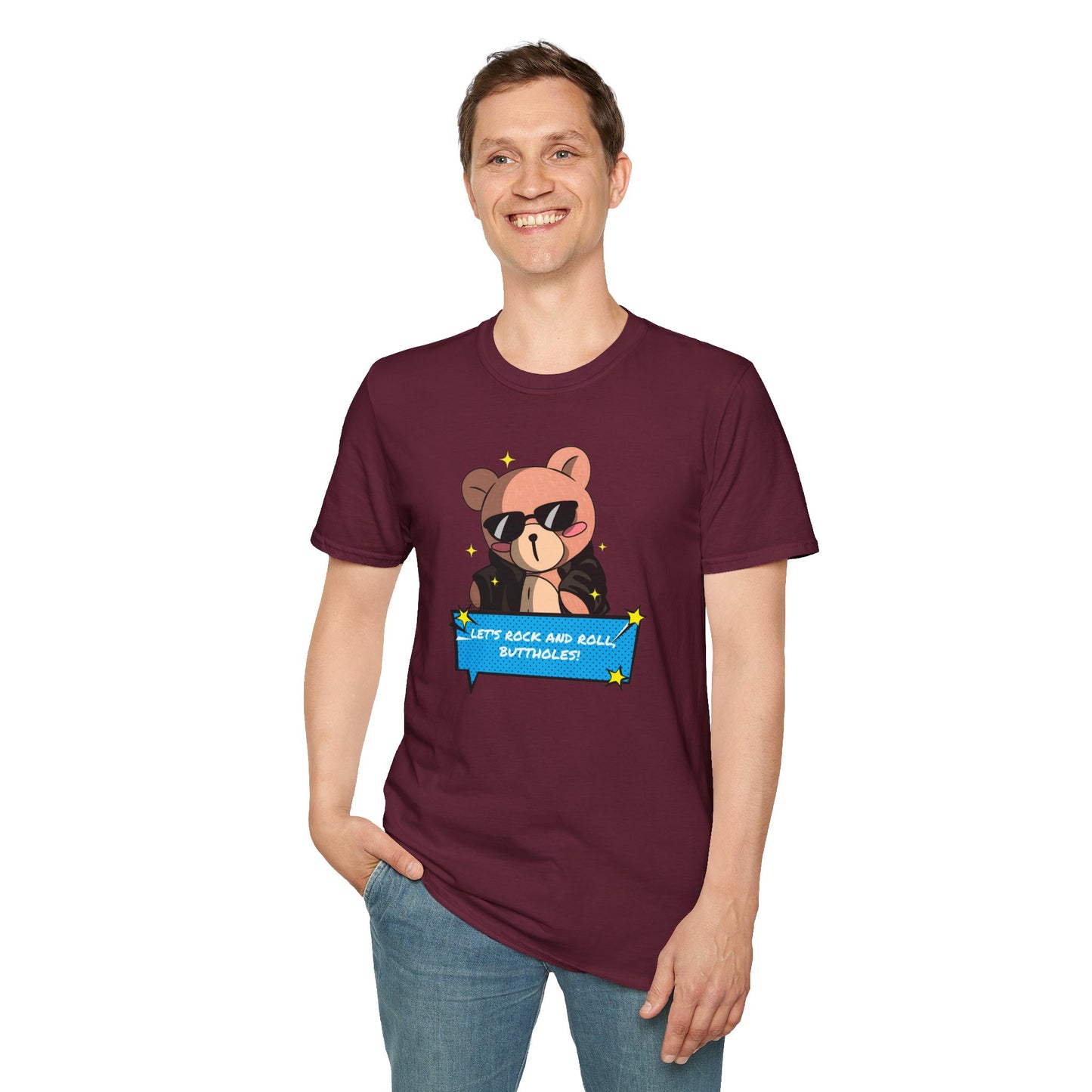 "Let’s Rock ‘n’ Roll, Buttholes!" Bold & Hilarious Graphic Tee – Sassy Body Positivity T-Shirt for the Unapologetically You