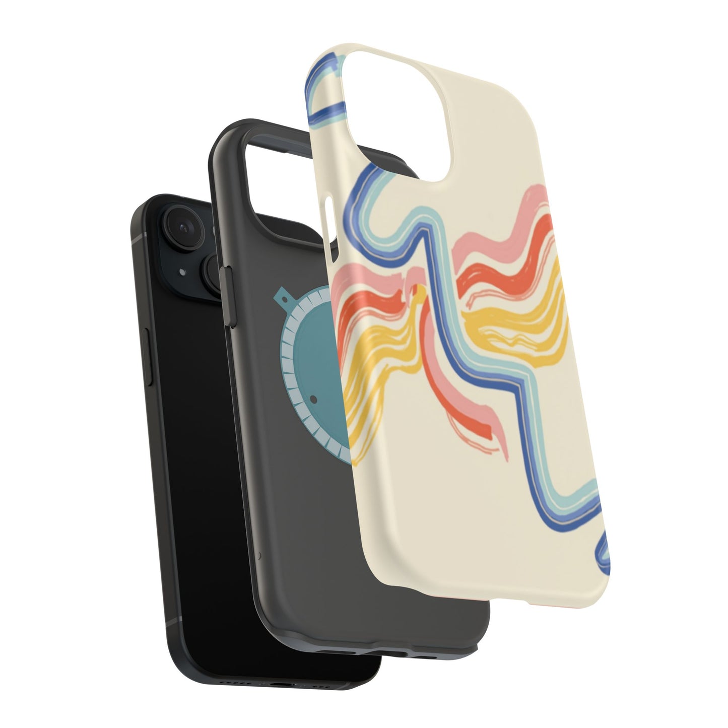 Retro Wave iPhone Case - Aesthetic Streamline Design, Trendy Gift Idea