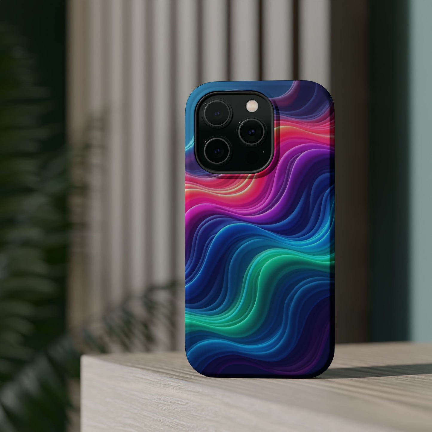 Neon Wave Phone Case - Aesthetic Glowing Design | iPhone 14-17 Cases | Trendy Gifts for Her, Rave Accessory