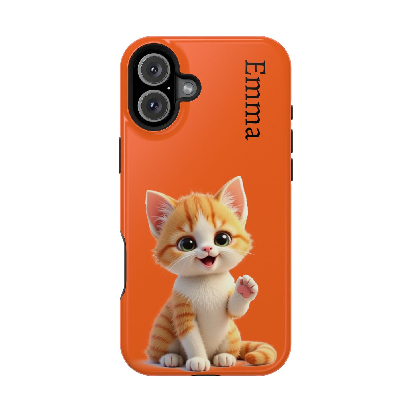 Personalized Orange Tabby Cat Phone Case - Custom Name Gift for Cat Lovers | Kawaii Kitten Cases for Girls & Women