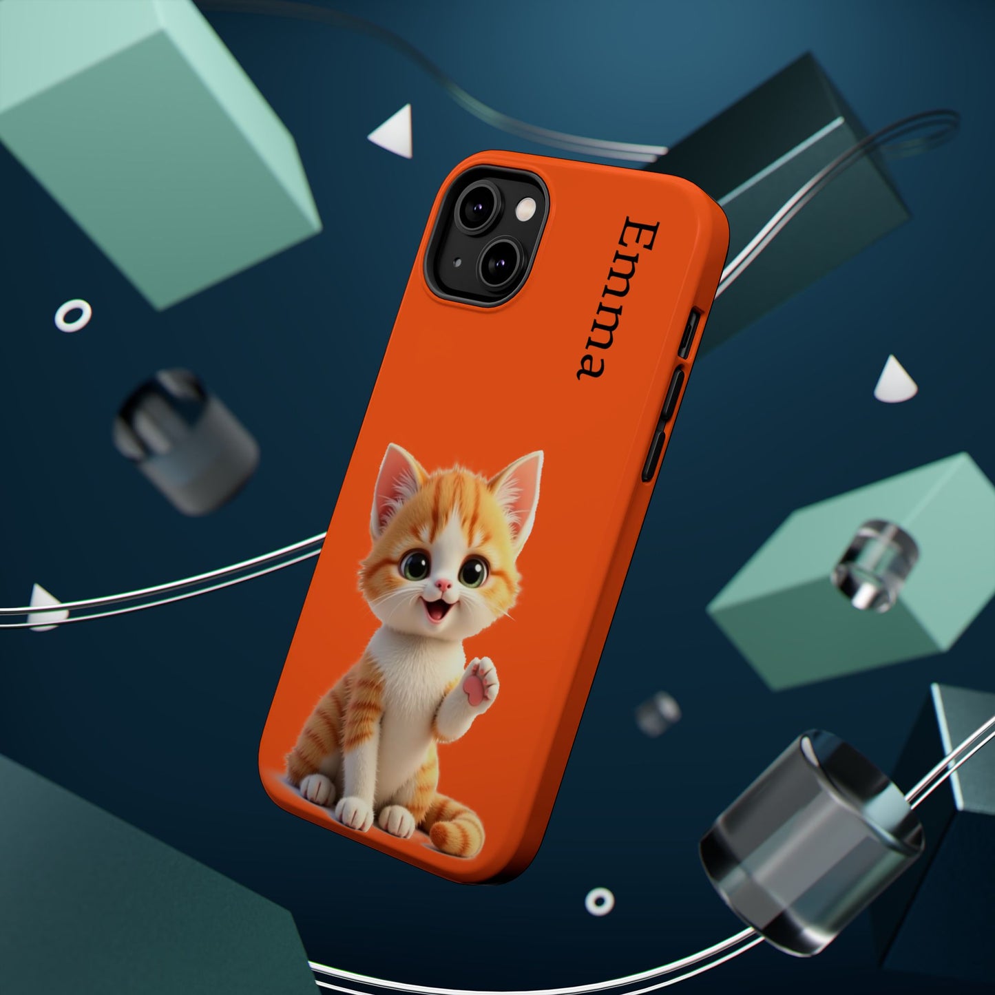 Personalized Orange Tabby Cat Phone Case - Custom Name Gift for Cat Lovers | Kawaii Kitten Cases for Girls & Women