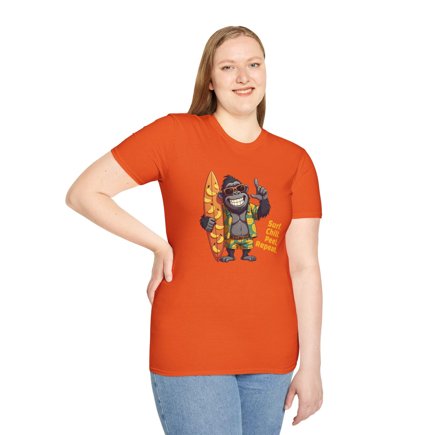 Surf. Chill. Peel. Repeat. β Funny Tropical Gorilla T-Shirt