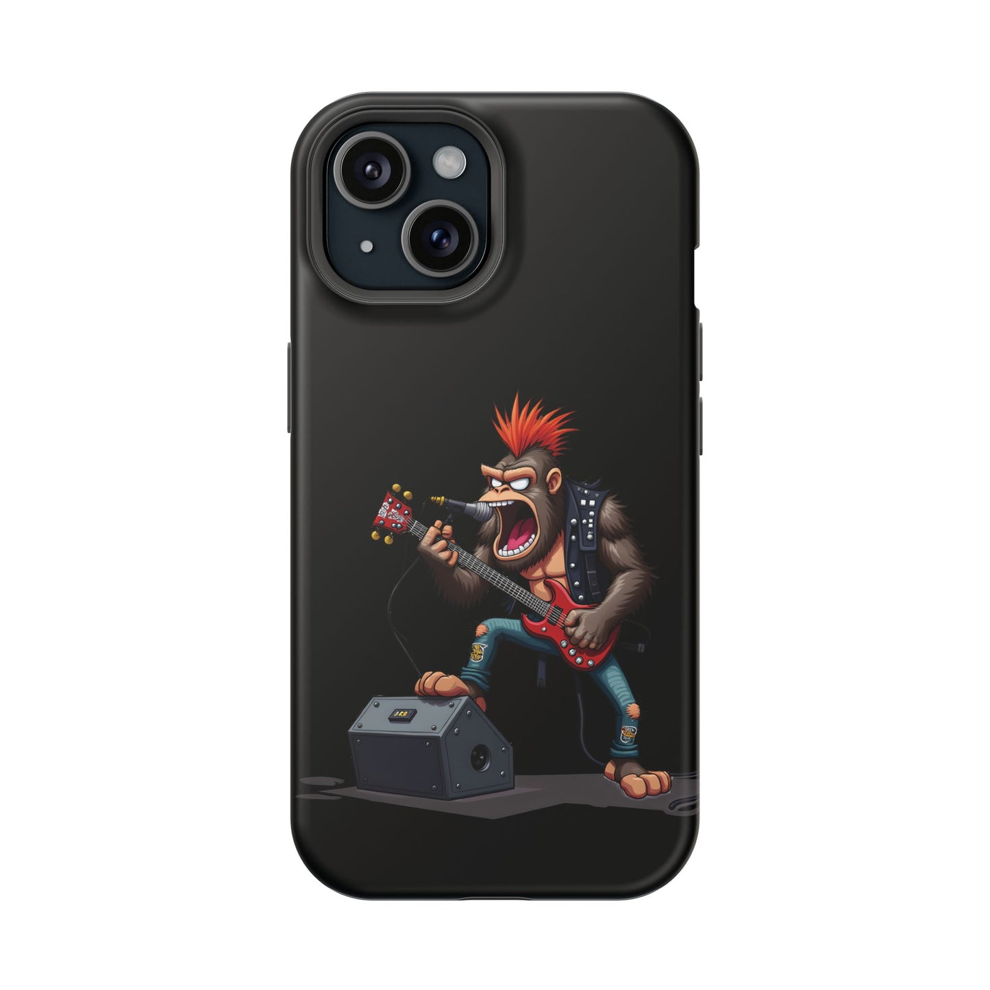 Punk Rock Gorilla iPhone Case - Funny Music Gift, Edgy Aesthetic, Animal Lover Gift