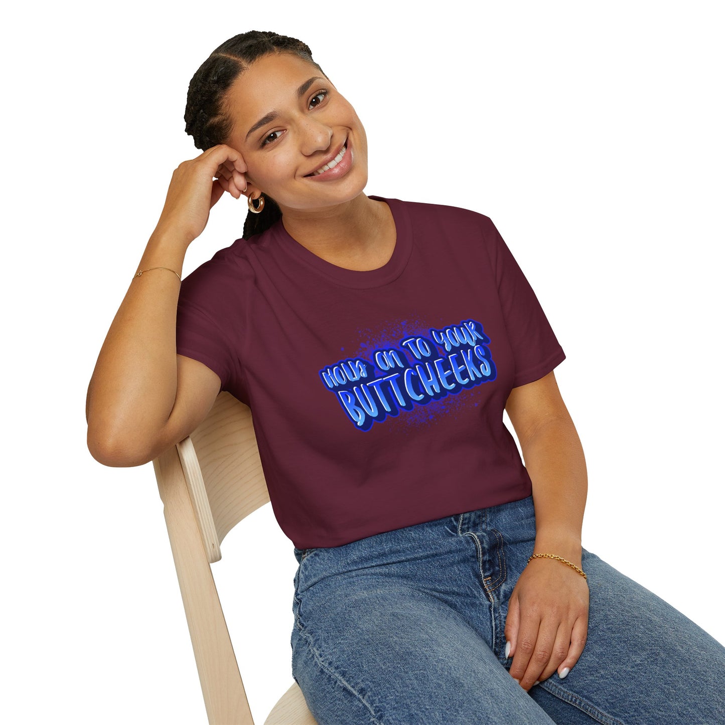 'Hold On To Your Buttcheeks' - Humorous Unisex Lightweight Cotton T-Shirt