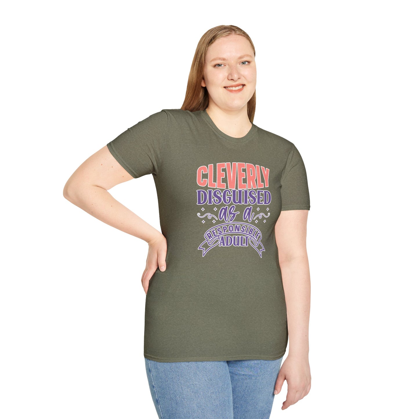 Funny Sarcastic Tee - “Cleverly Disguised as a Responsible Adult” Gift Shirt, Humorous Statement Clothing, Adulting is Hard