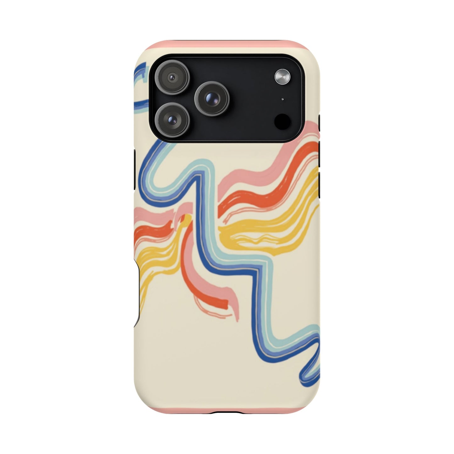 Retro Wave iPhone Case - Aesthetic Streamline Design, Trendy Gift Idea