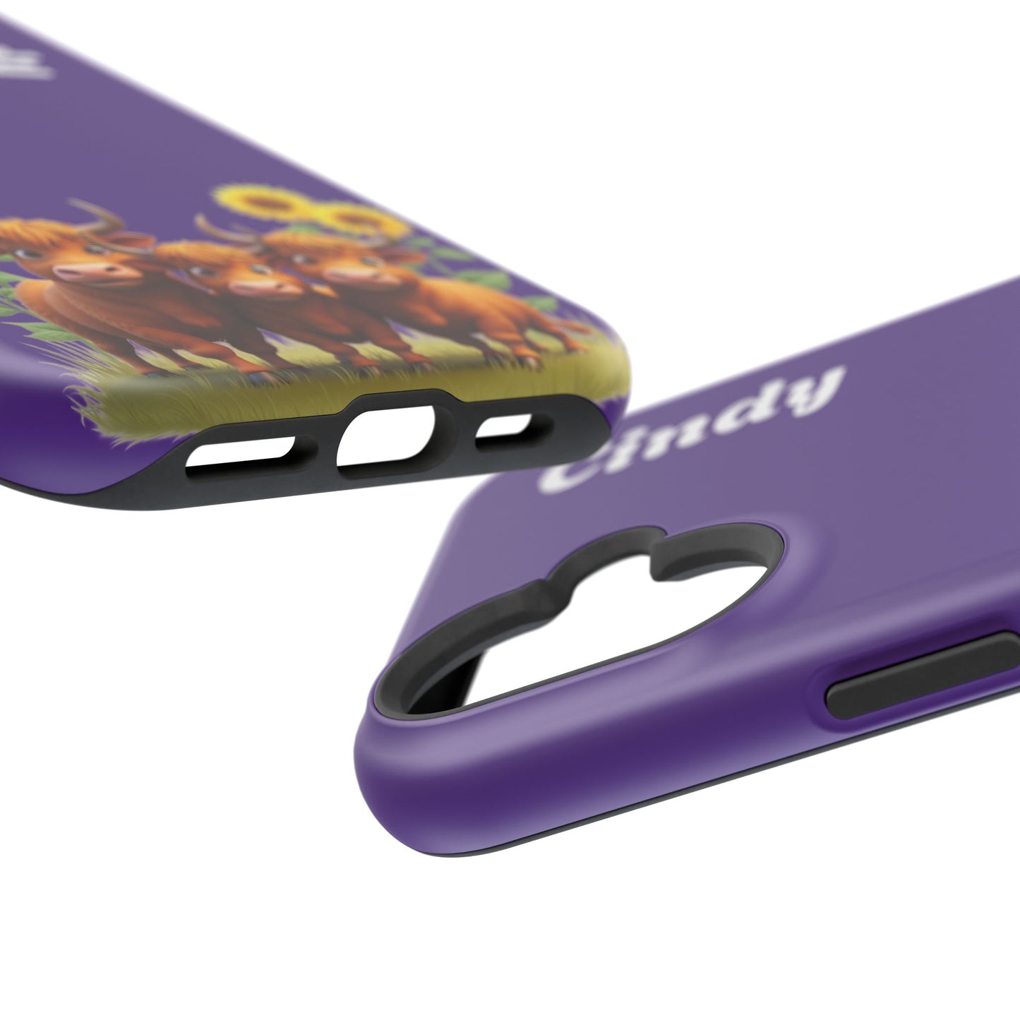 Personalized Purple Highland Cow Phone Case - Custom Name Farm Animal Gift | Cute Purple iPhone Cases for Women & Girls