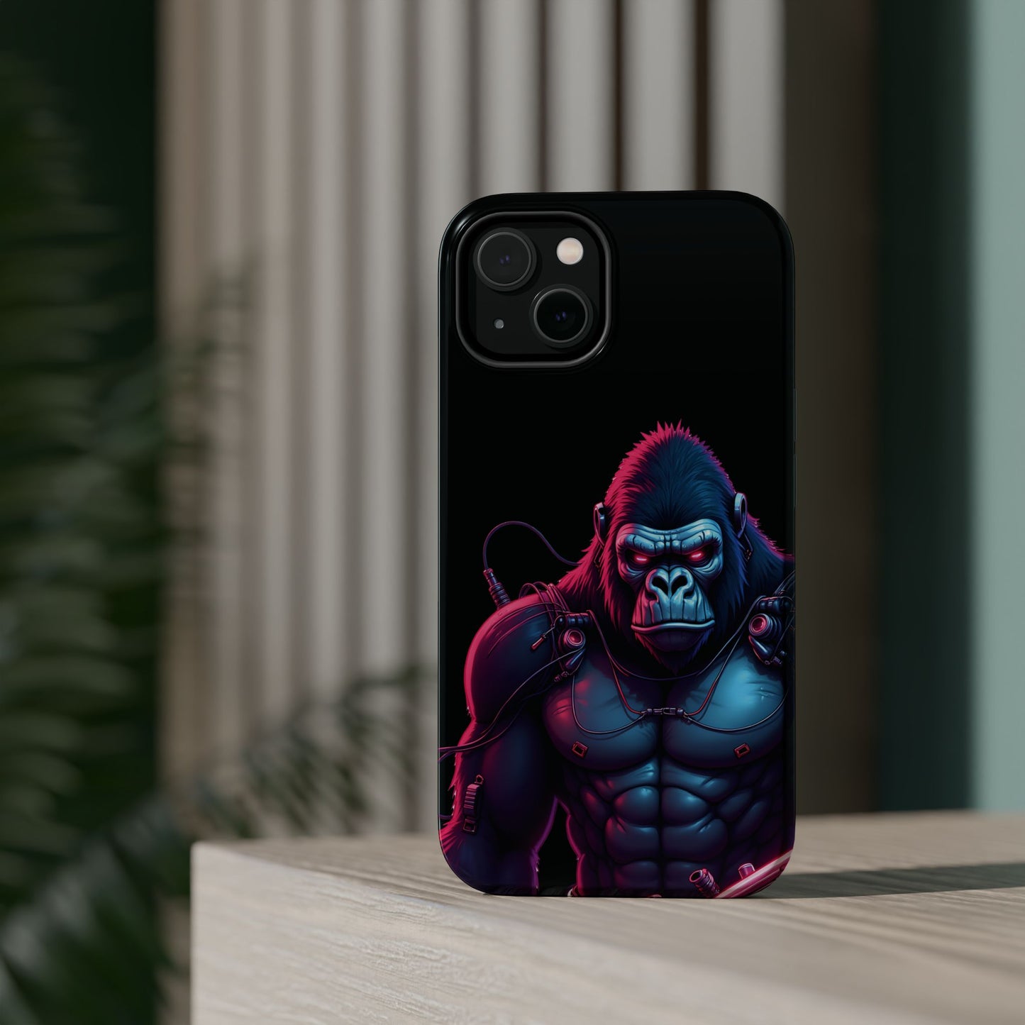 Cyber Primal Phone Case – Neon Power, Gorilla Strength