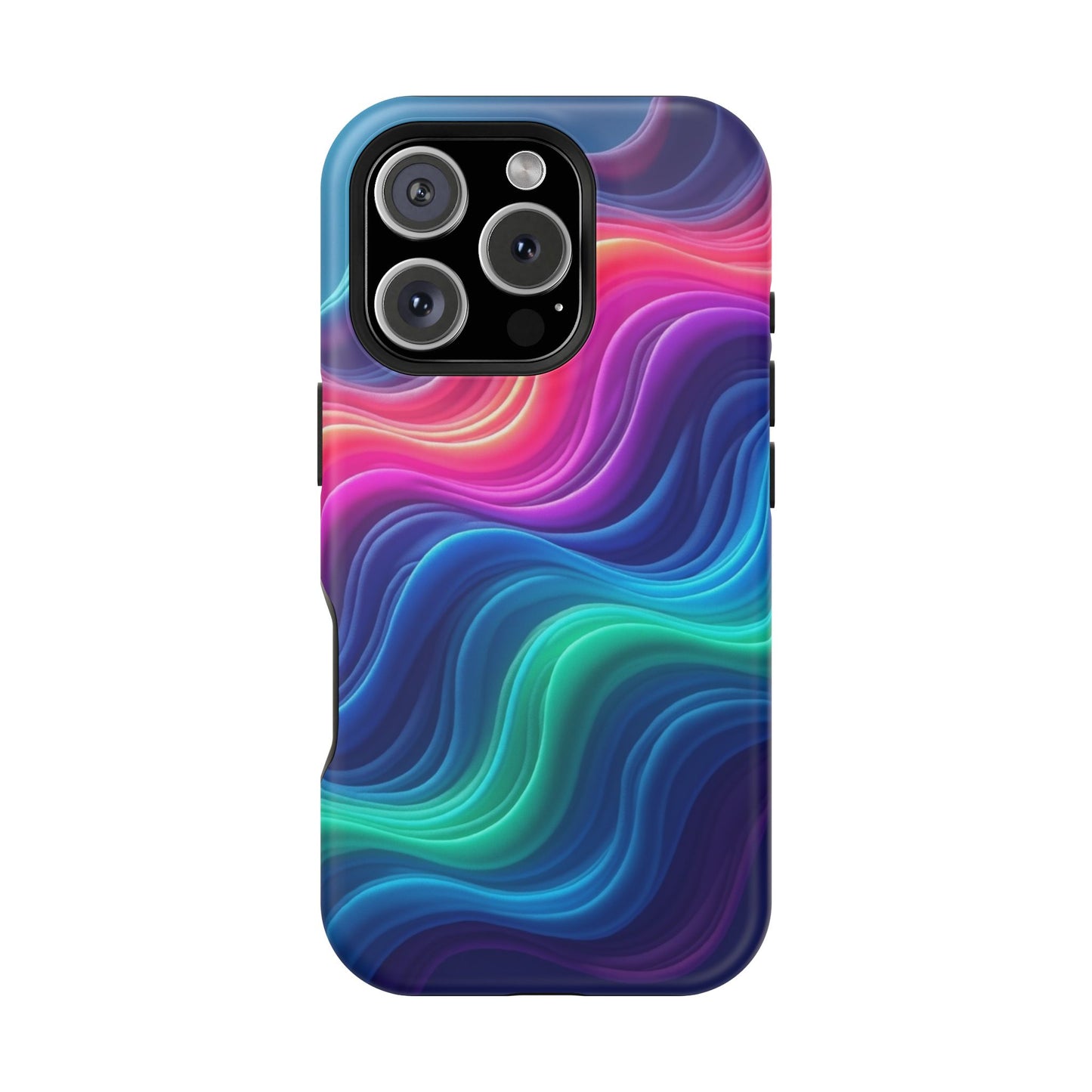 Neon Wave Phone Case - Aesthetic Glowing Design | iPhone 14-17 Cases | Trendy Gifts for Her, Rave Accessory