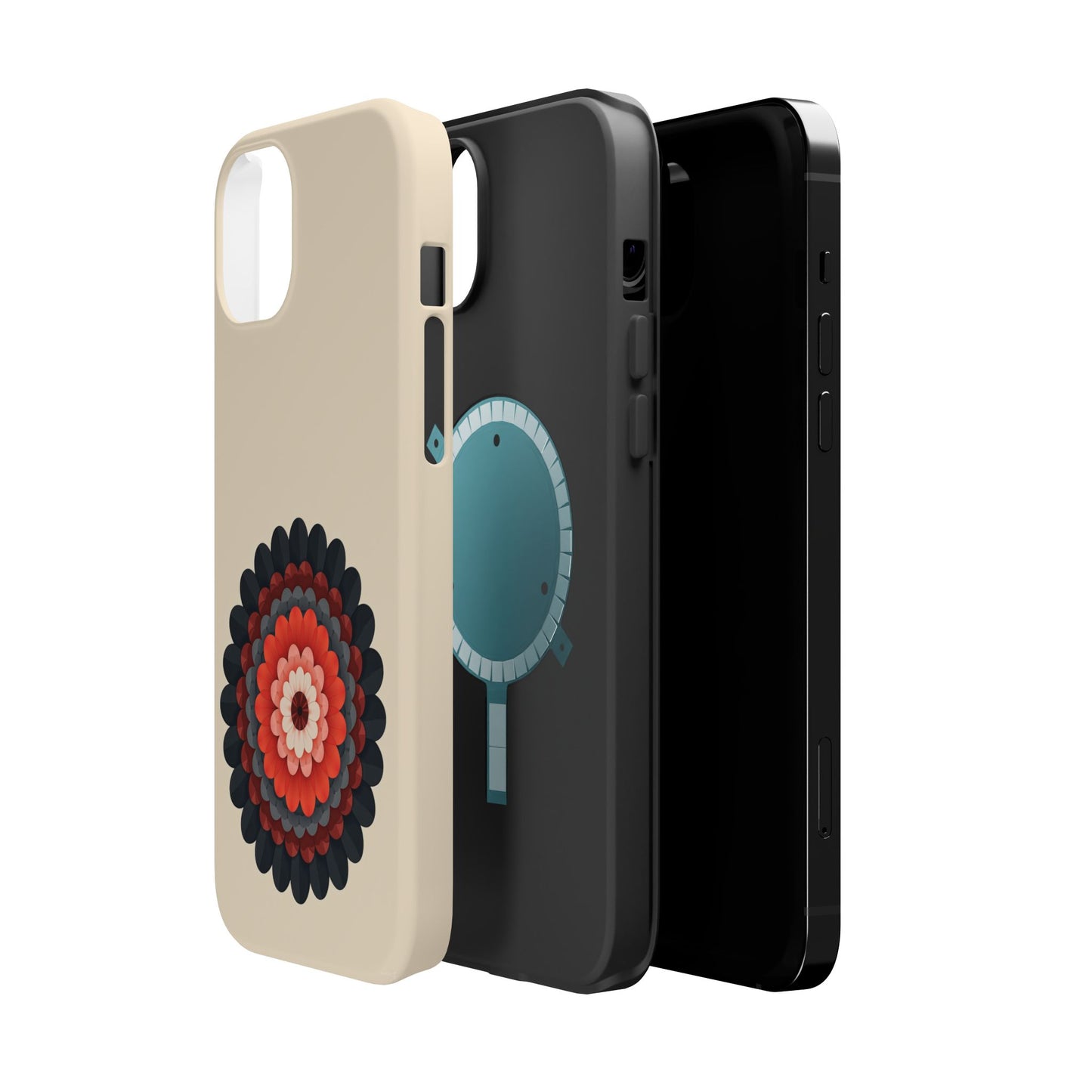 Red & Black Mandala iPhone Case - Bohemian Flower Design, Aesthetic Gift Idea